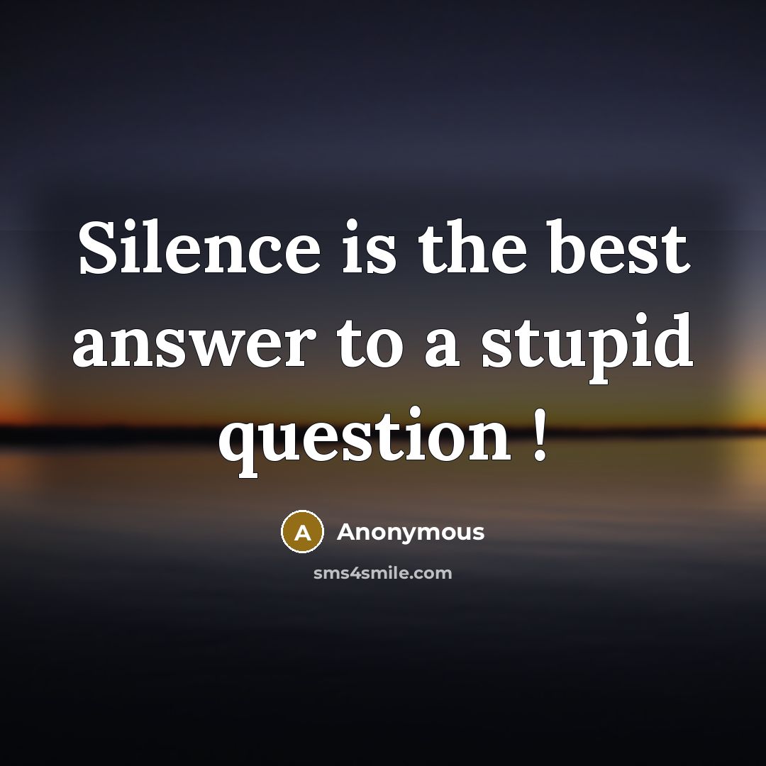 “Silence is the best answer to a stupid question !” quote by Anonymous