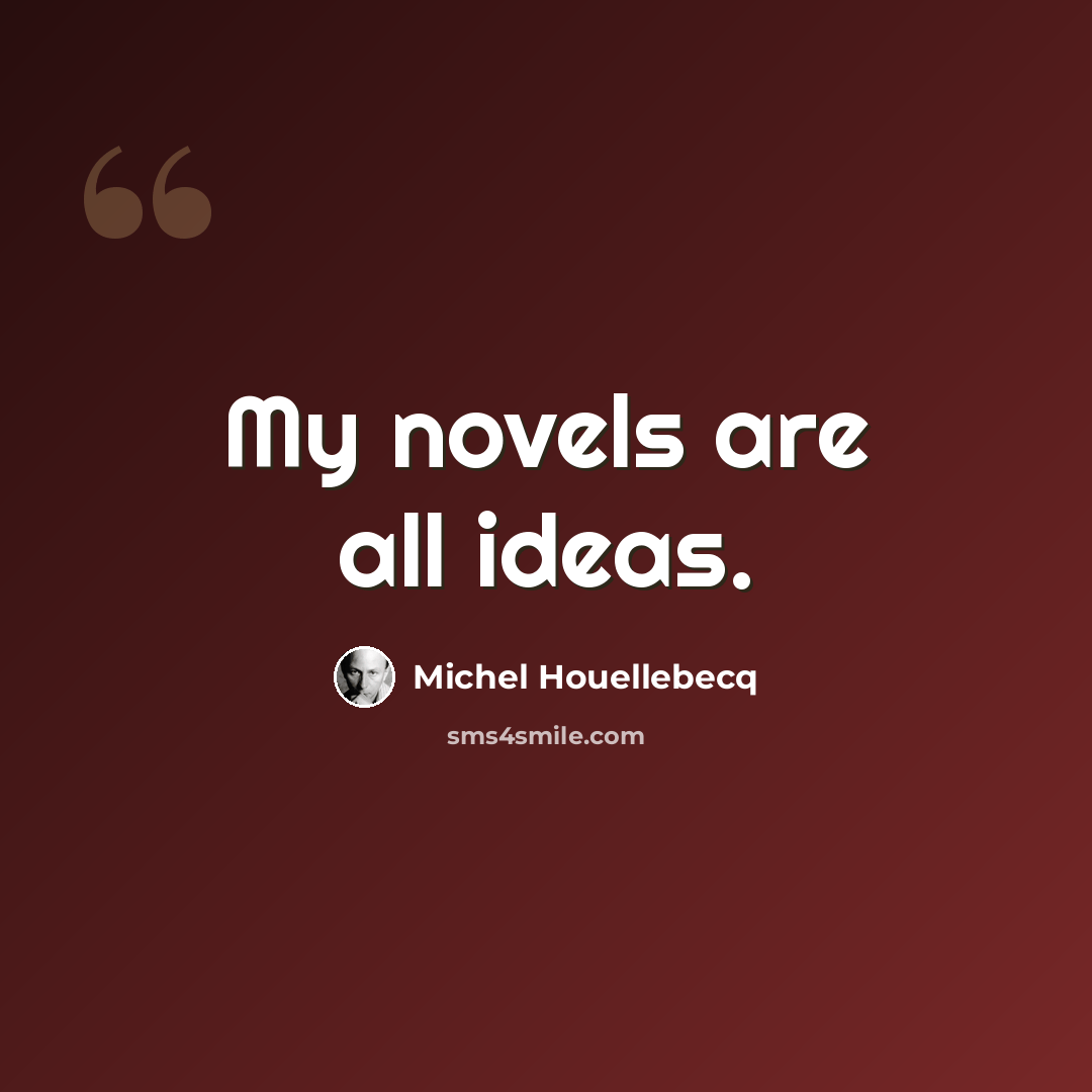 “My novels are all ideas.” quote by Michel Houellebecq