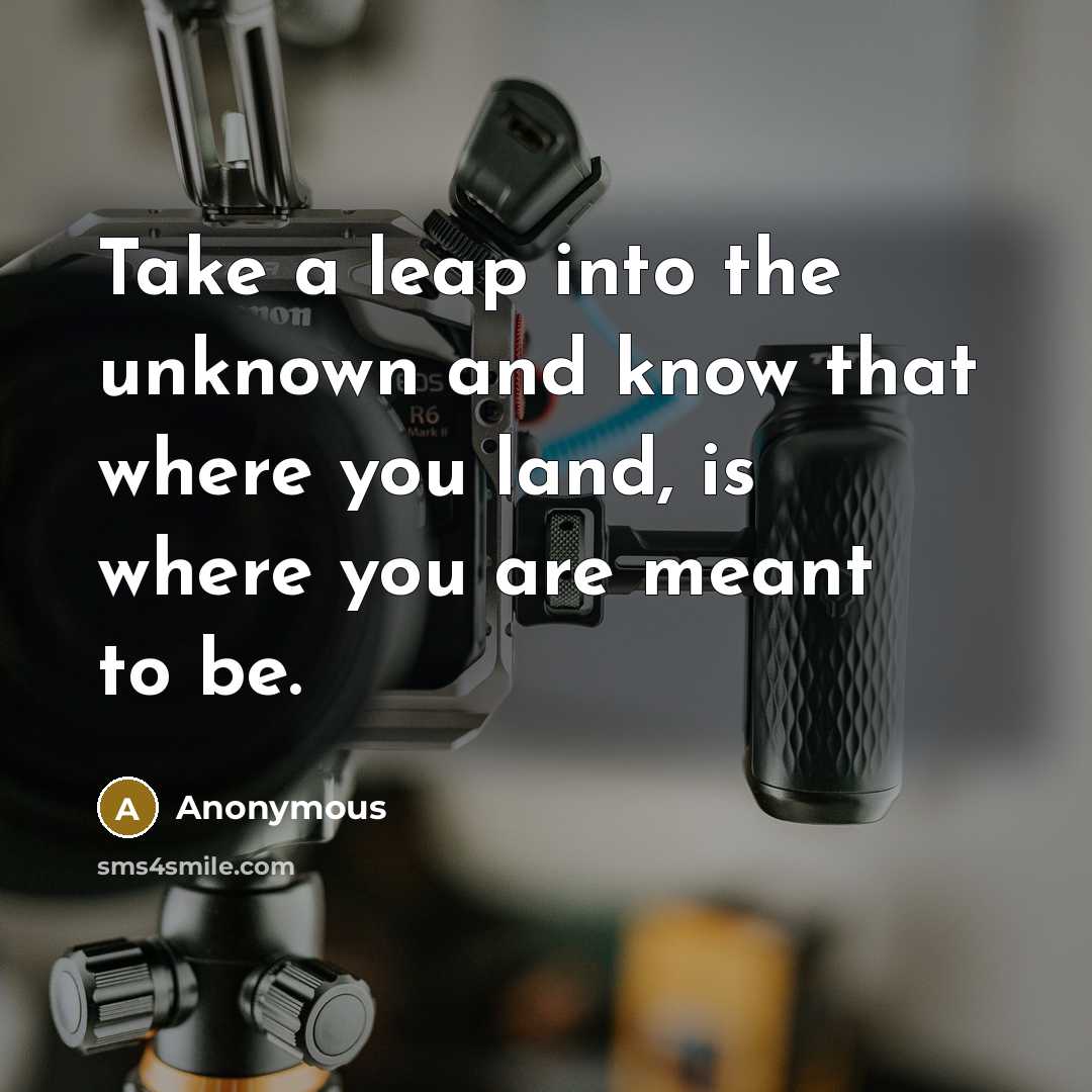 “Take a leap into the unknown and know that where you land, is where you are meant to be.” quote by Anonymous