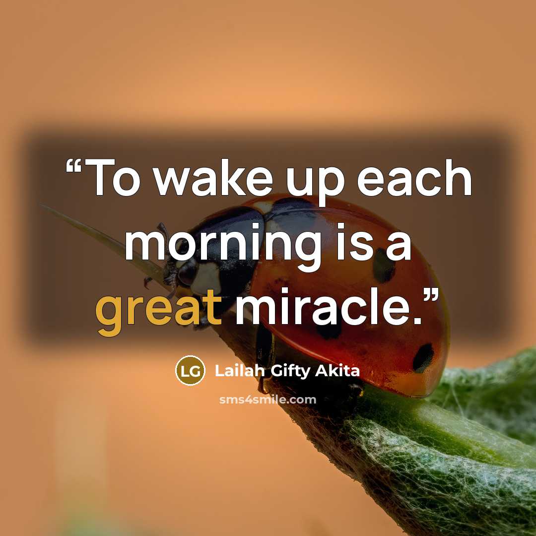 “To wake up each morning is a great miracle.” quote by Lailah Gifty Akita