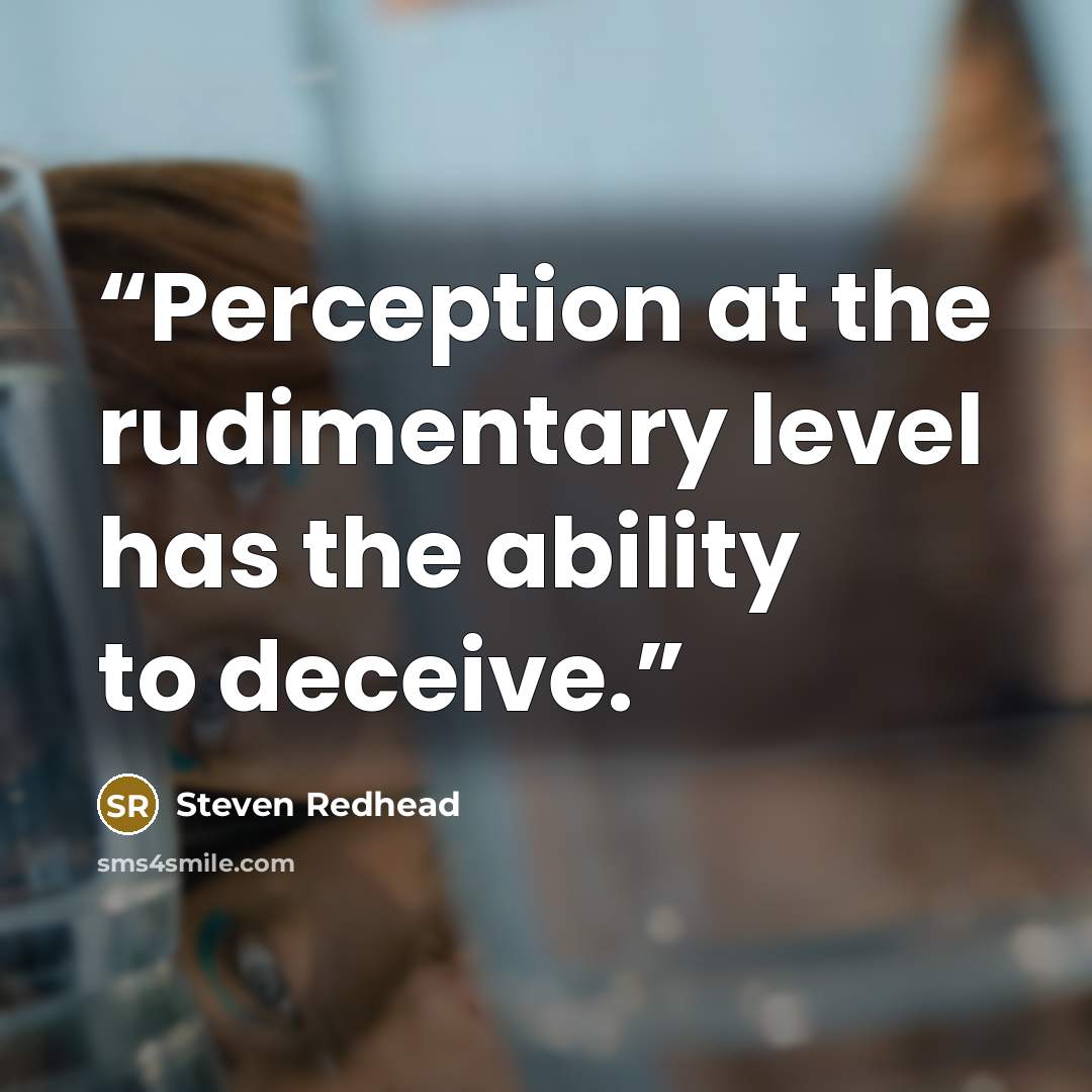 “Perception at the rudimentary level has the ability to deceive.” quote by Steven Redhead