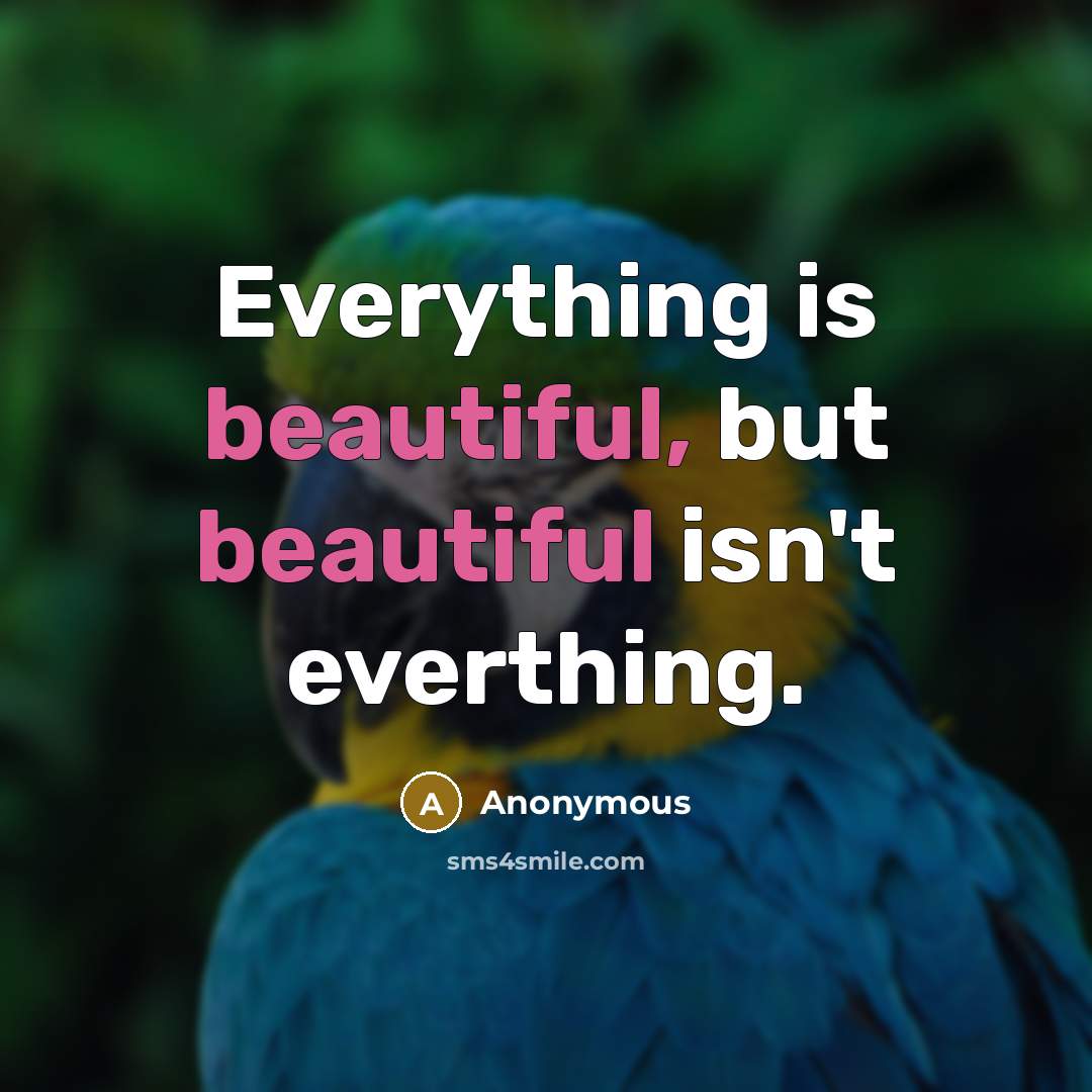 “Everything is beautiful, but beautiful isn't everthing.” quote by Anonymous