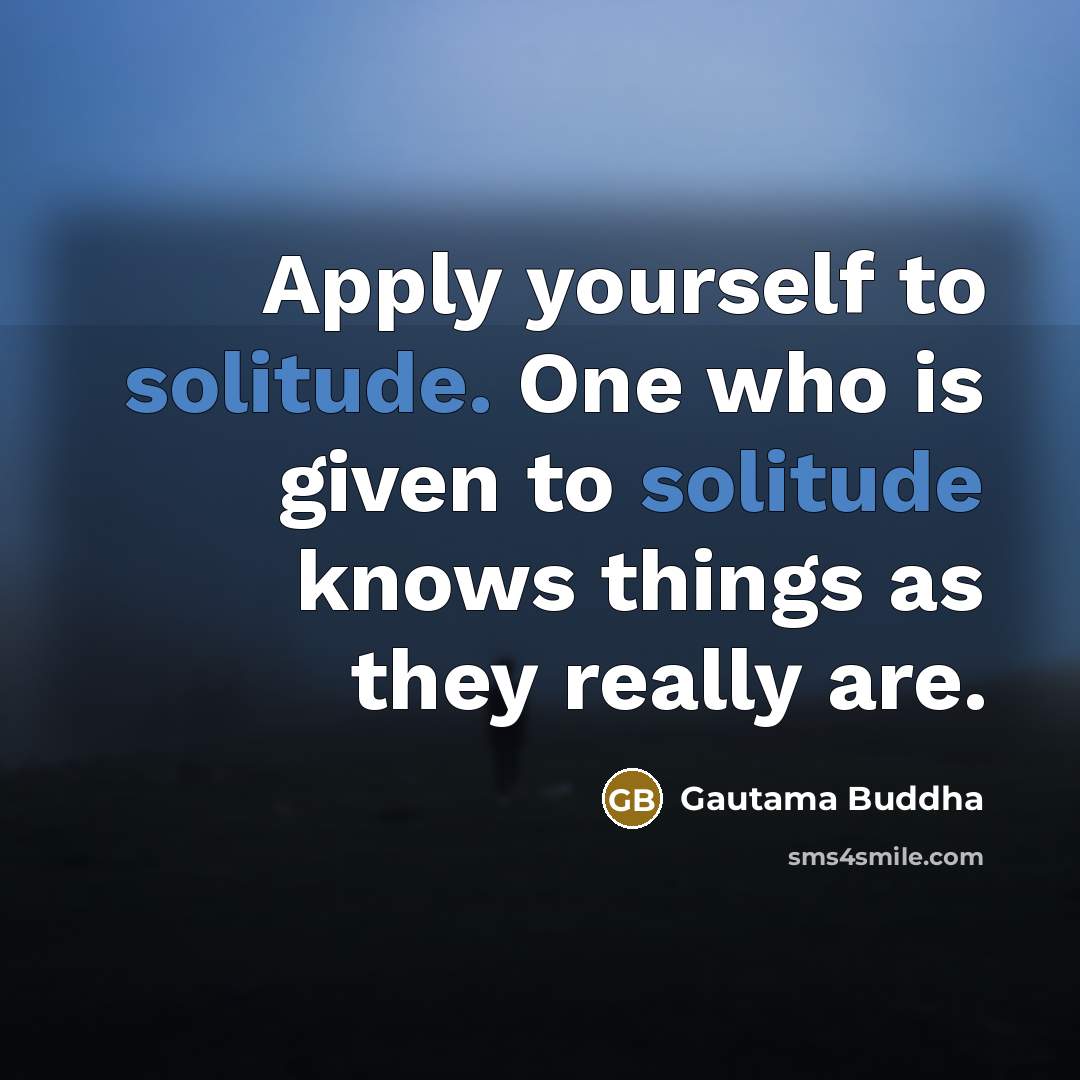 “Apply yourself to solitude. One who is given to solitude knows things as they really are.” quote by Gautama Buddha