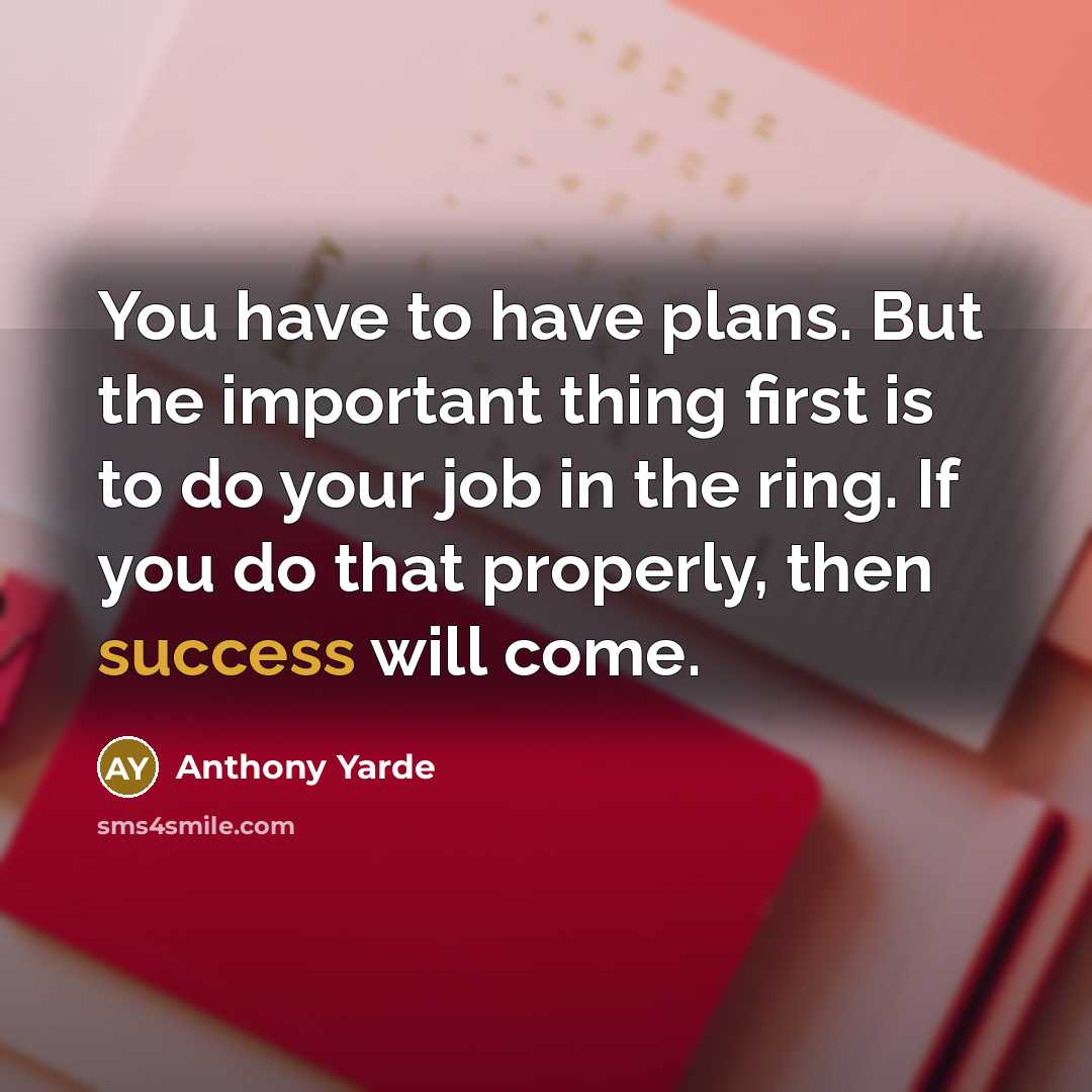 “You have to have plans. But the important thing first is to do your job in the ring. If you do that properly, then success will come.” quote by Anthony Yarde