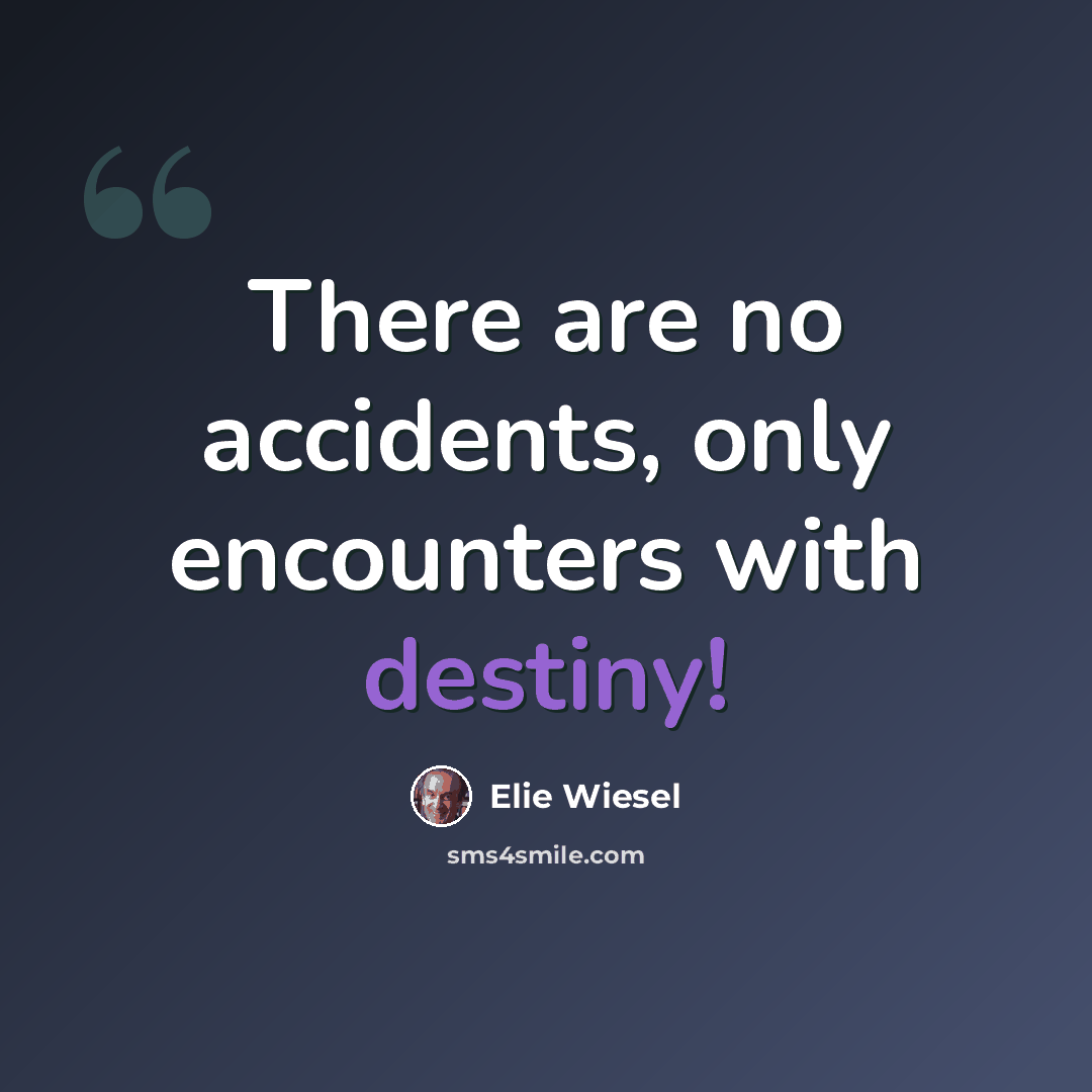 “There are no accidents, only encounters with destiny!” quote by Elie Wiesel