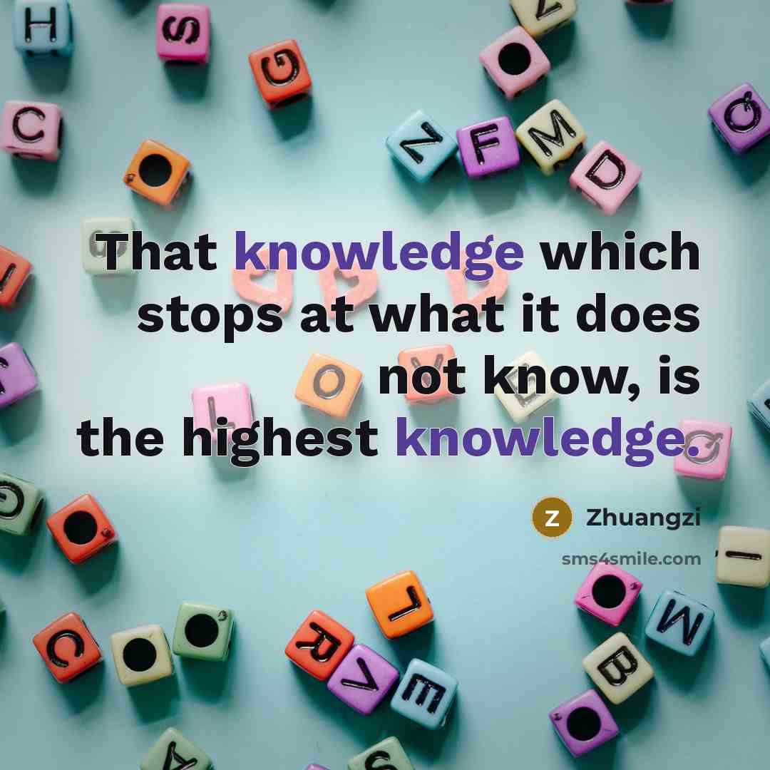 “That knowledge which stops at what it does not know, is the highest knowledge.” quote by Zhuangzi
