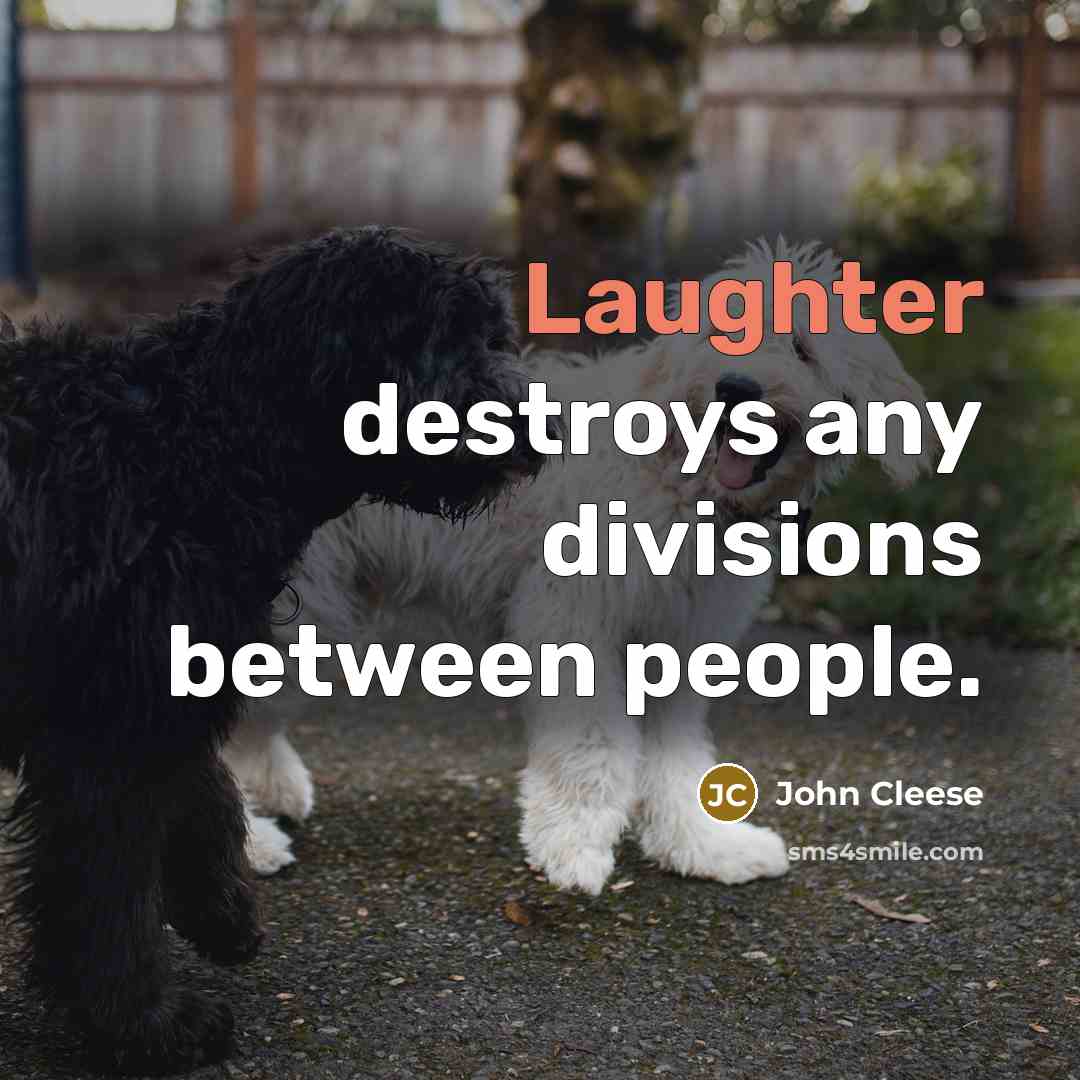“Laughter destroys any divisions between people.” quote by John Cleese