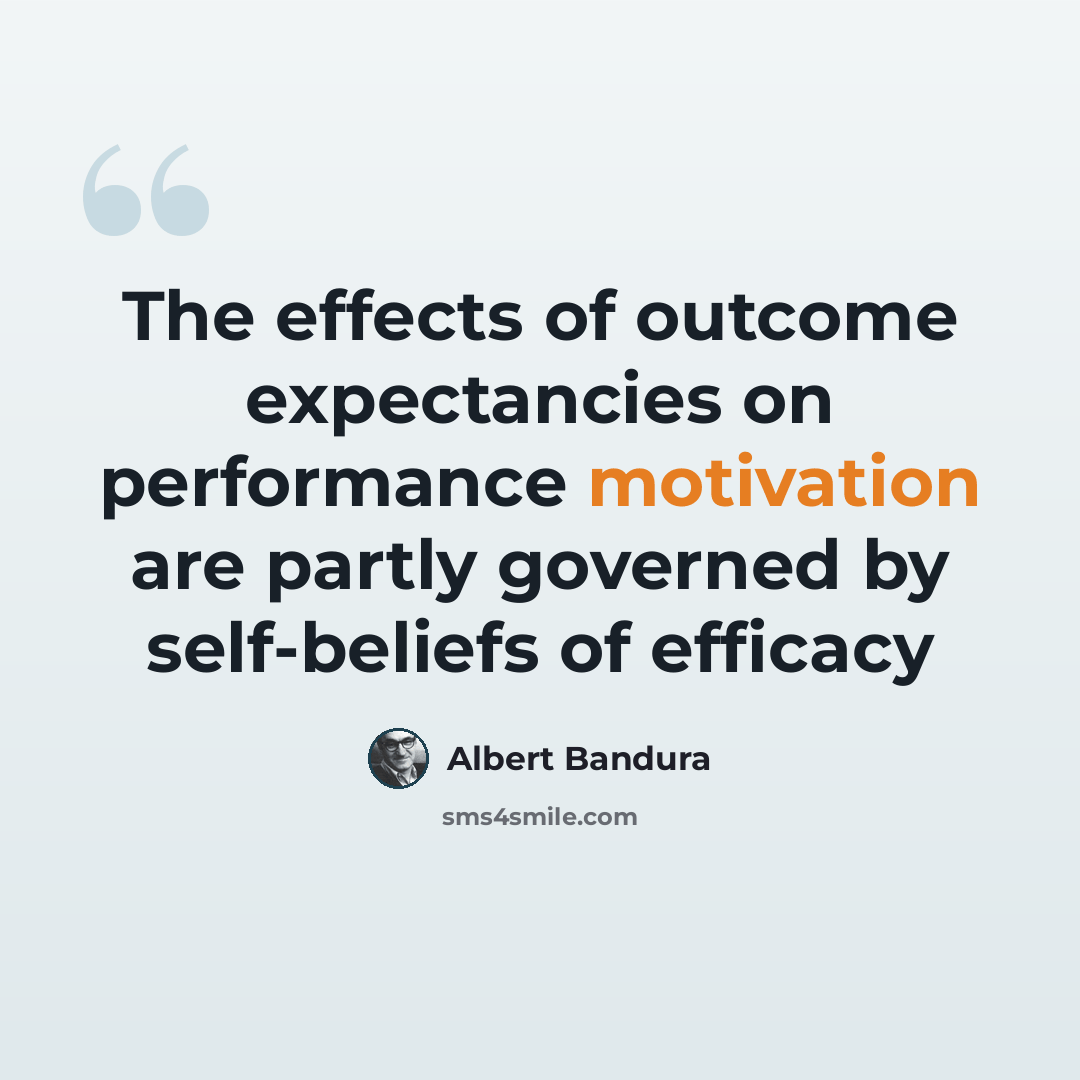 “The effects of outcome expectancies on performance motivation are partly governed by self-beliefs of efficacy” quote by Albert Bandura