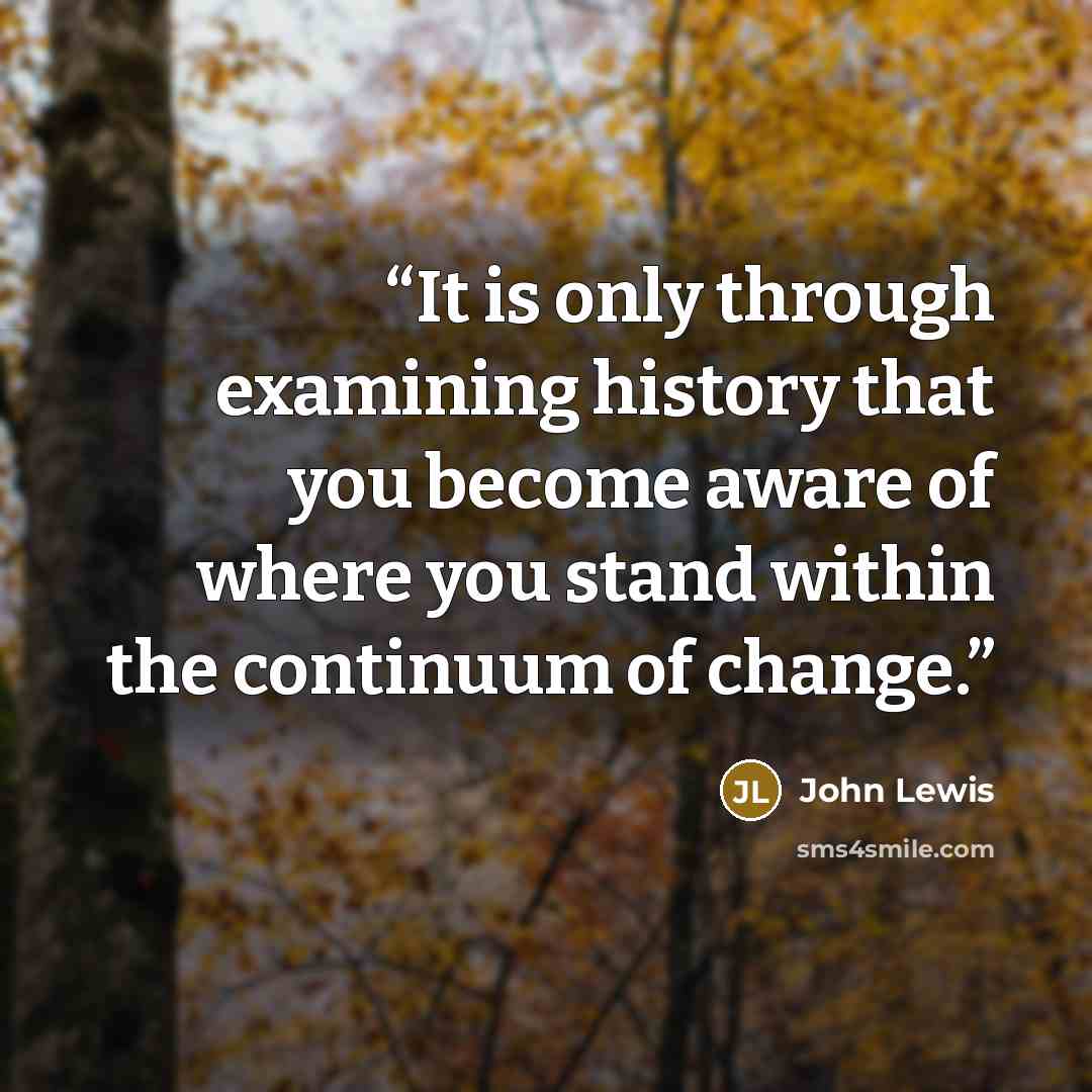 “It is only through examining history that you become aware of where you stand within the continuum of change.” quote by John Lewis