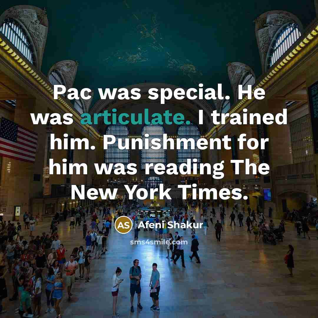 “Pac was special. He was articulate. I trained him. Punishment for him was reading The New York Times.” quote by Afeni Shakur
