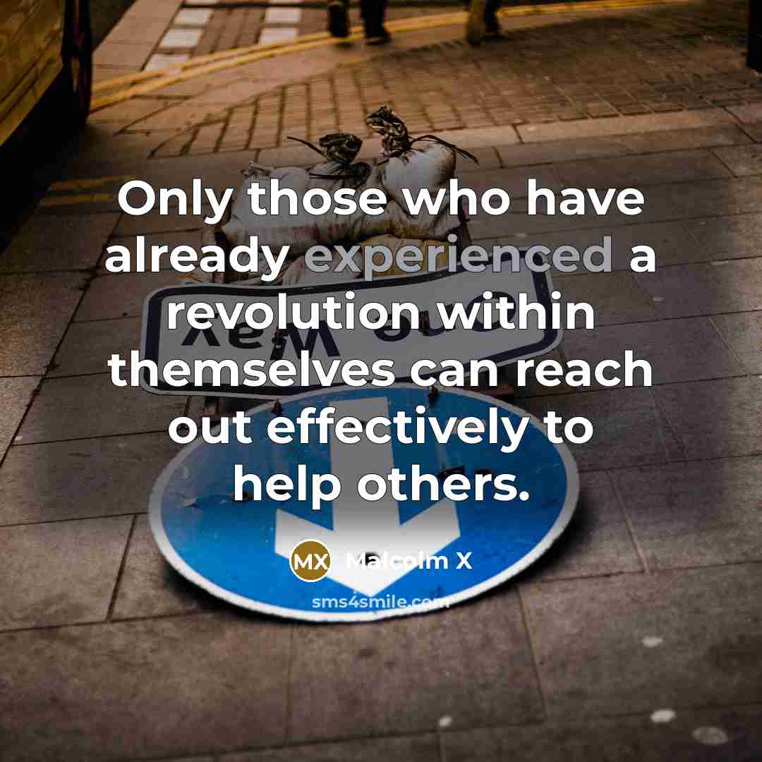 “Only those who have already experienced a revolution within themselves can reach out effectively to help others.” quote by Malcolm X