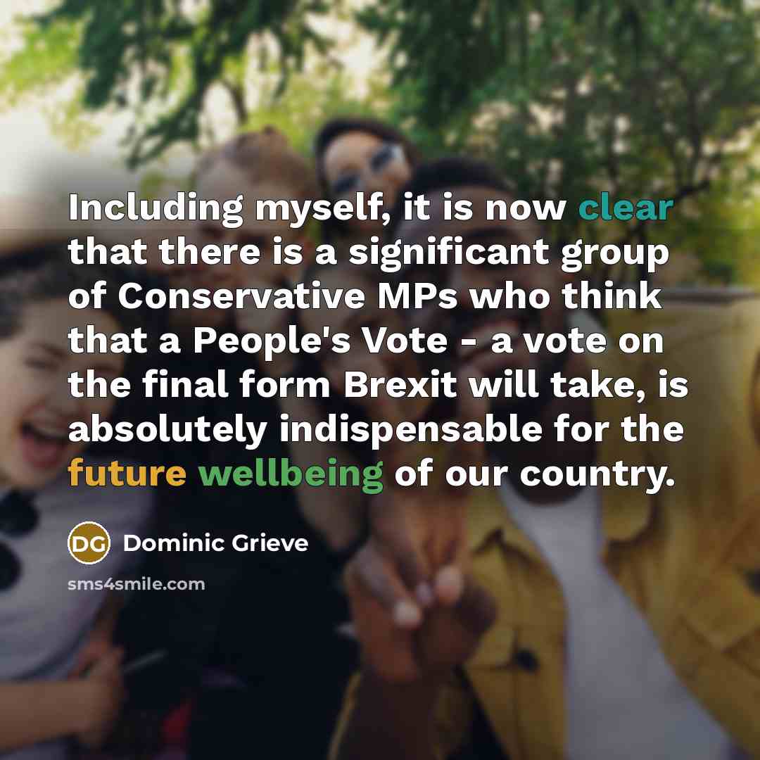 “Including myself, it is now clear that there is a significant group of Conservative MPs who think that a People's Vote - a vote on the final form Brexit will take, is absolutely indispensable for the future wellbeing of our country.” quote by Dominic Grieve