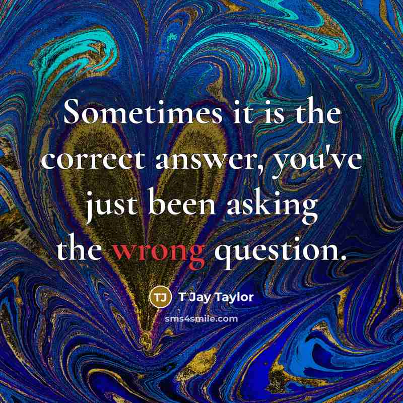 “Sometimes it is the correct answer, you've just been asking the wrong question.” quote by T Jay Taylor