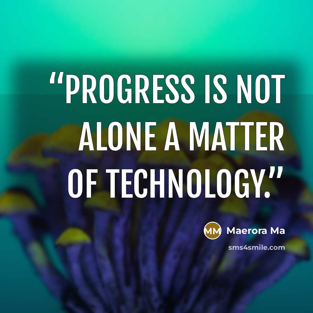 “Progress is not alone a matter of technology.” quote by Maerora Ma