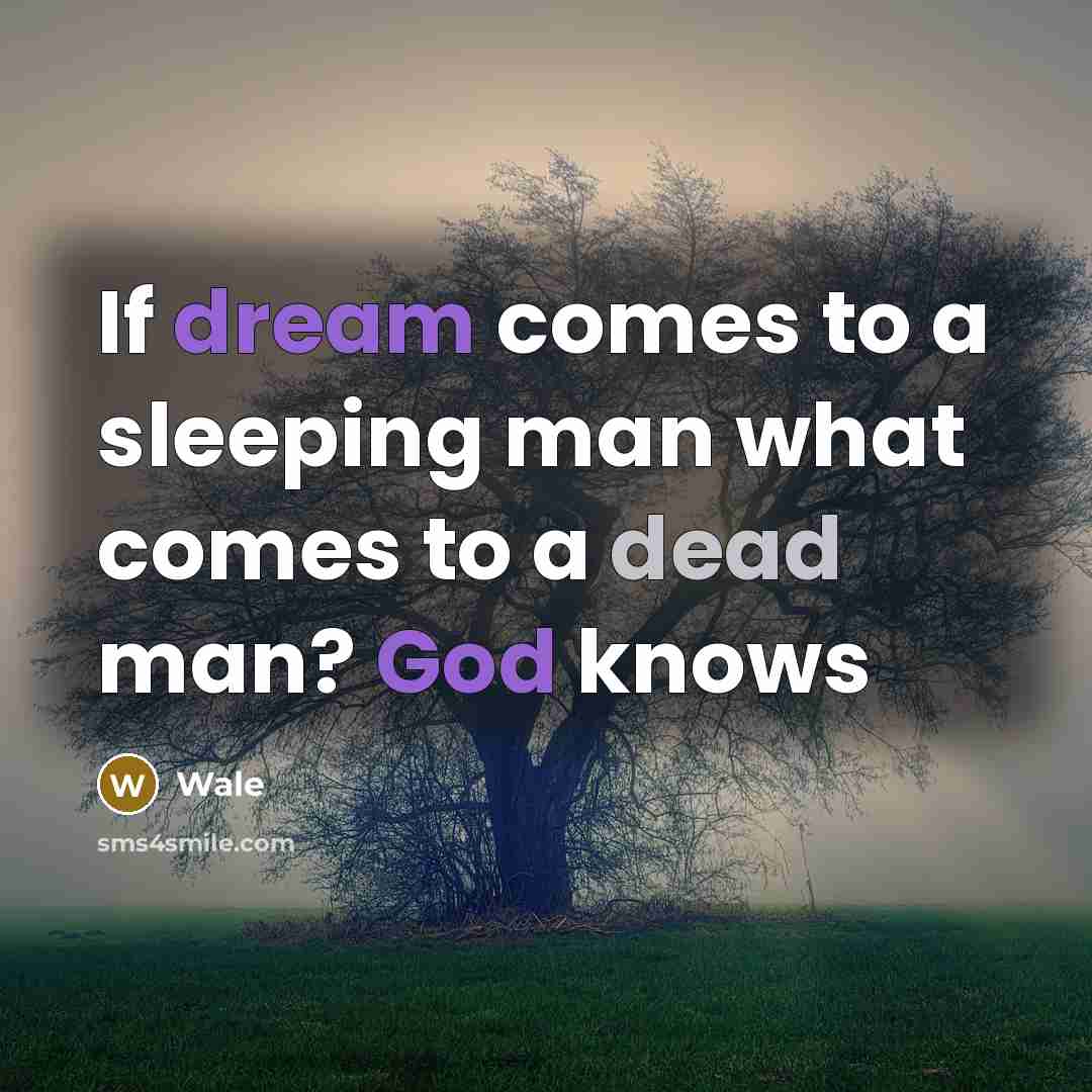 “If dream comes to a sleeping man what comes to a dead man? God knows” quote by Wale