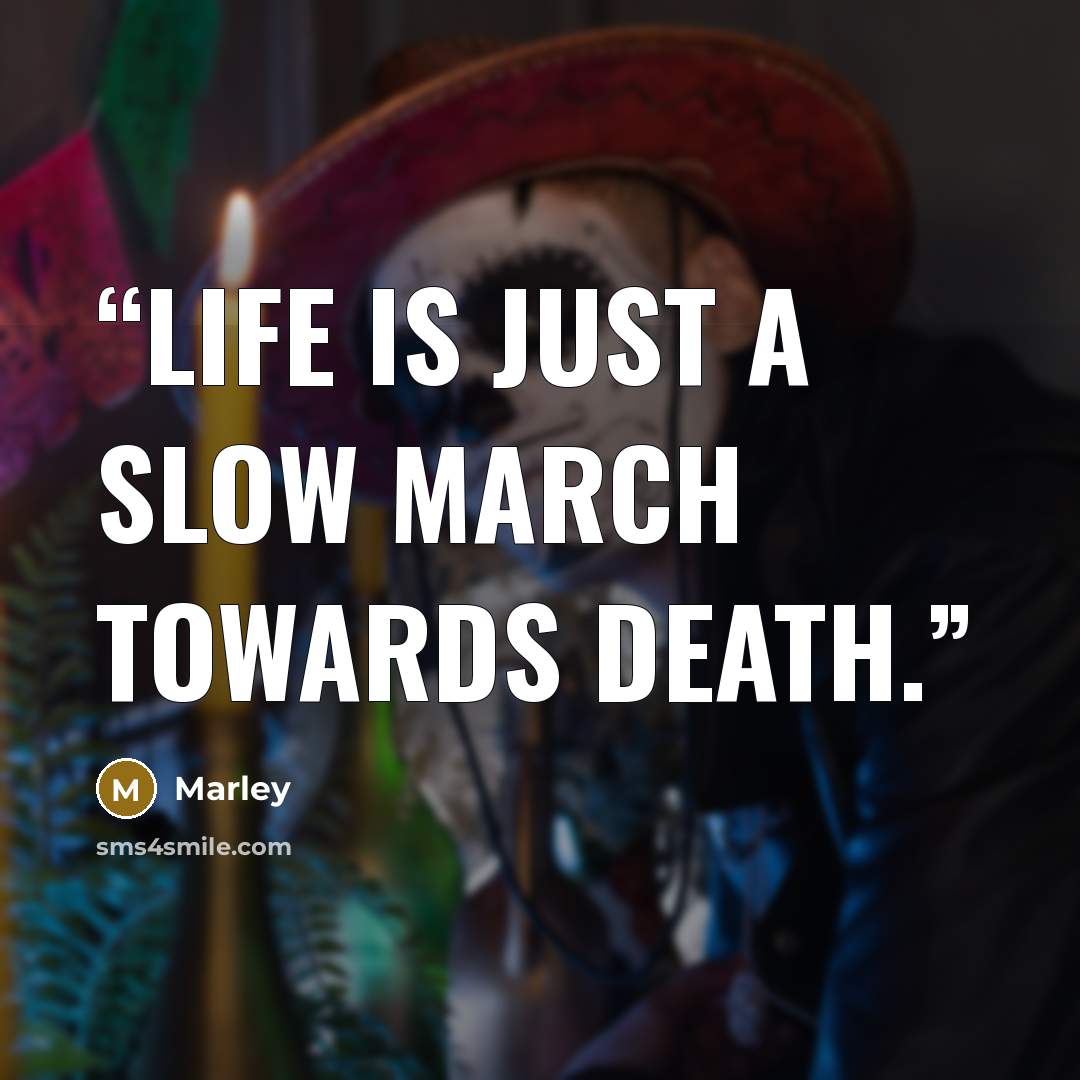 “Life is just a slow march towards death.” quote by Marley
