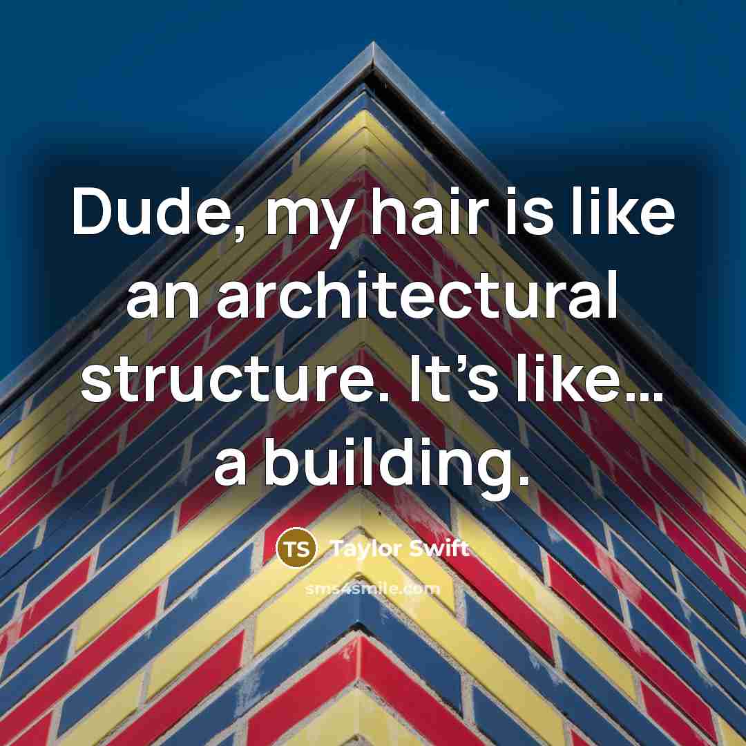 “Dude, my hair is like an architectural structure. It’s like… a building.” quote by Taylor Swift