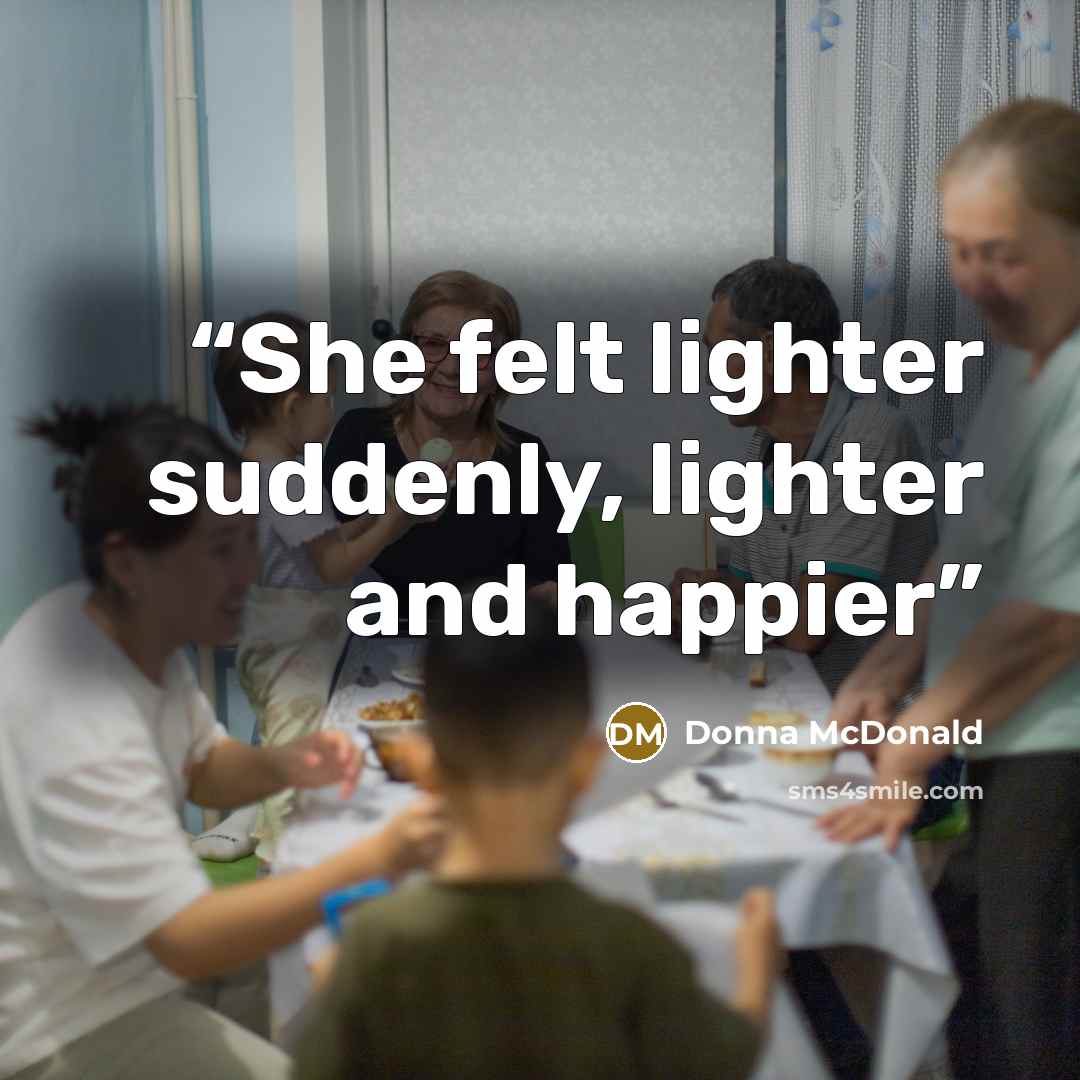 “She felt lighter suddenly, lighter and happier” quote by Donna McDonald