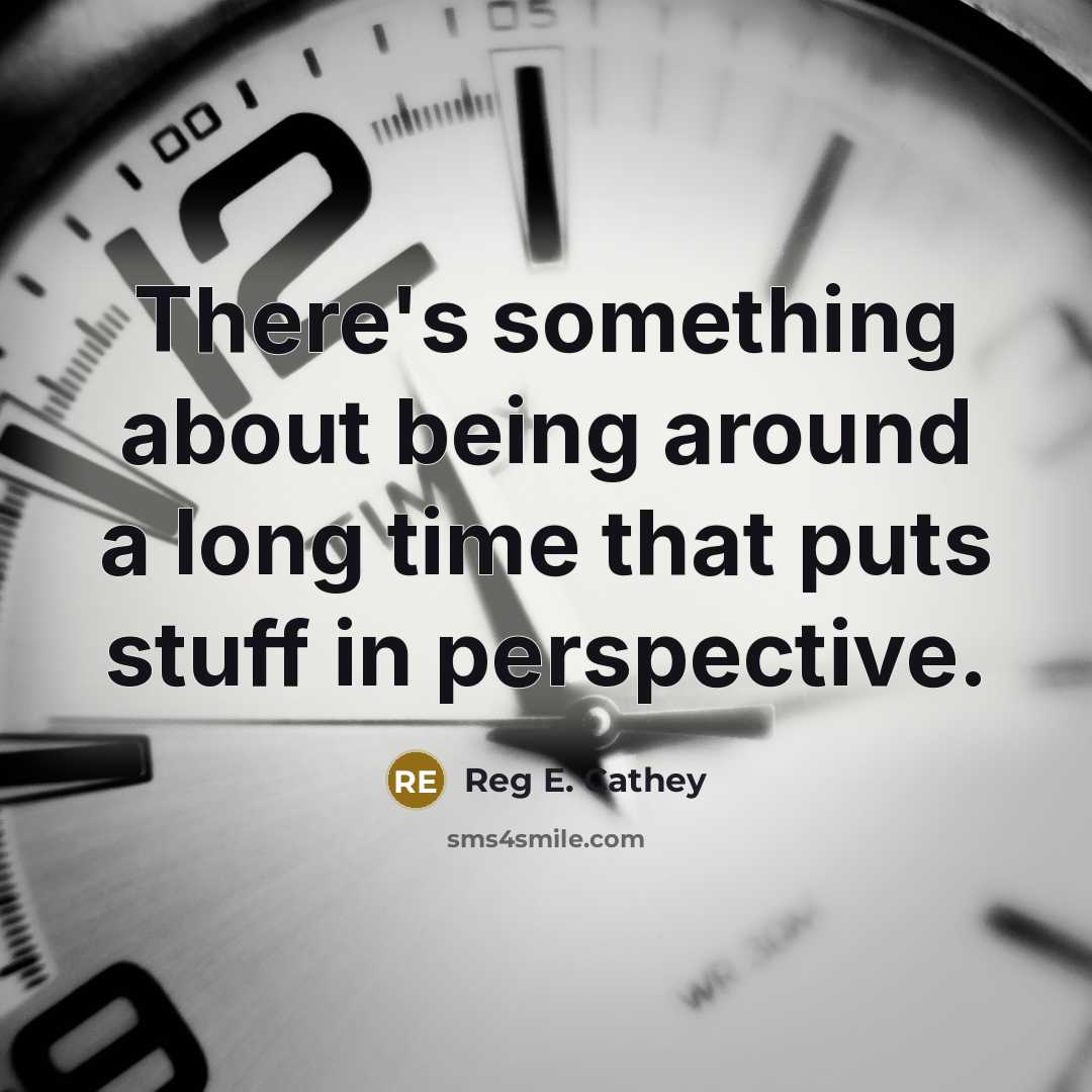 “There's something about being around a long time that puts stuff in perspective.” quote by Reg E. Cathey