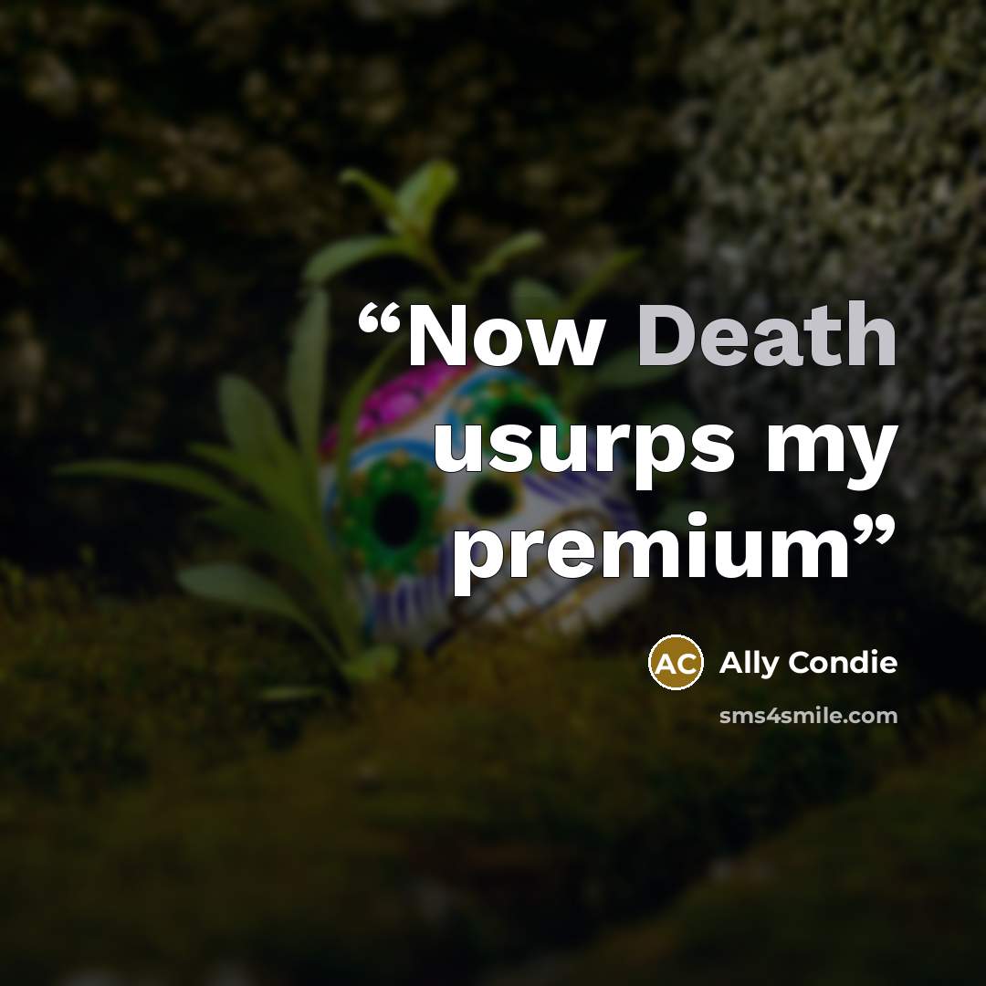 “Now Death usurps my premium” quote by Ally Condie