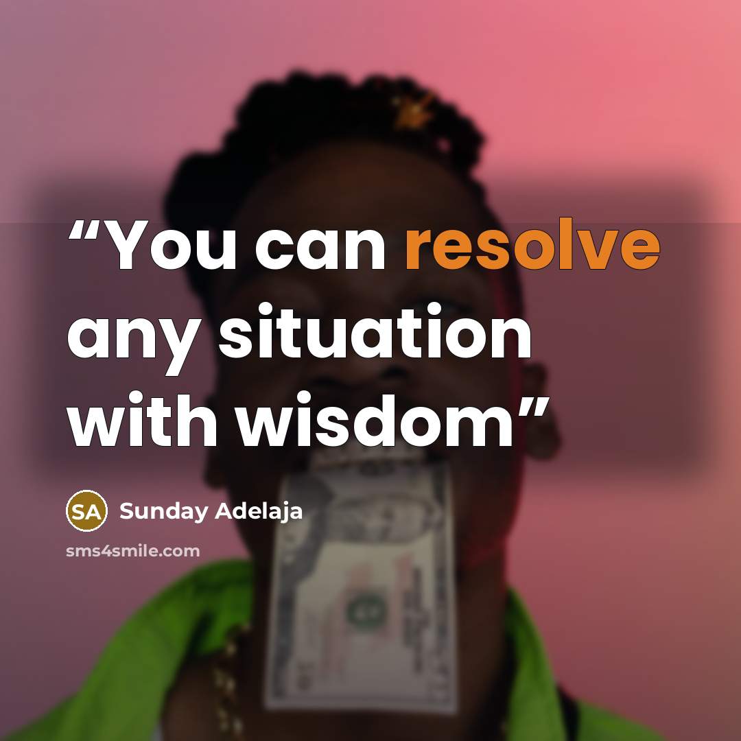 “You can resolve any situation with wisdom” quote by Sunday Adelaja