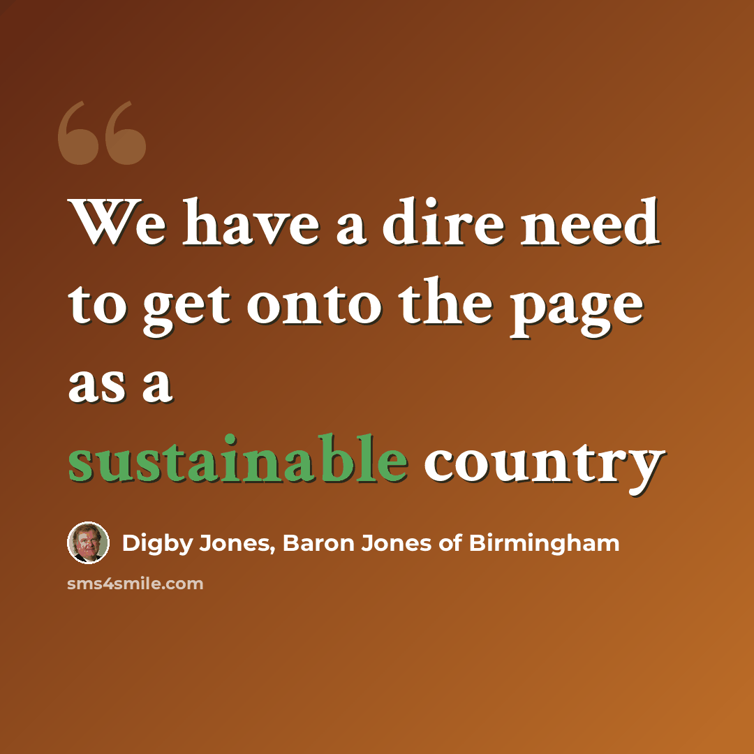“We have a dire need to get onto the page as a sustainable country” quote by Digby Jones, Baron Jones of Birmingham