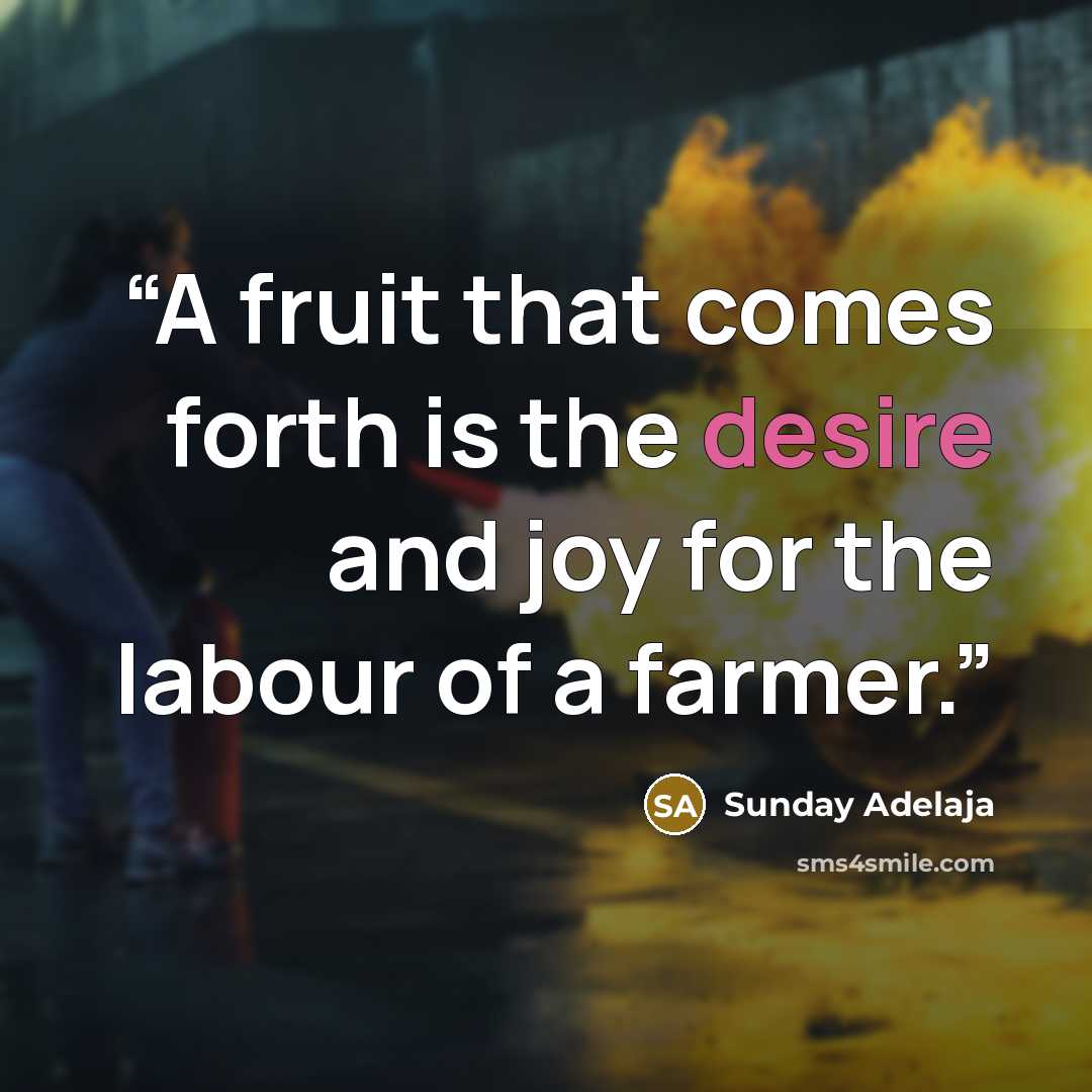 “A fruit that comes forth is the desire and joy for the labour of a farmer.” quote by Sunday Adelaja