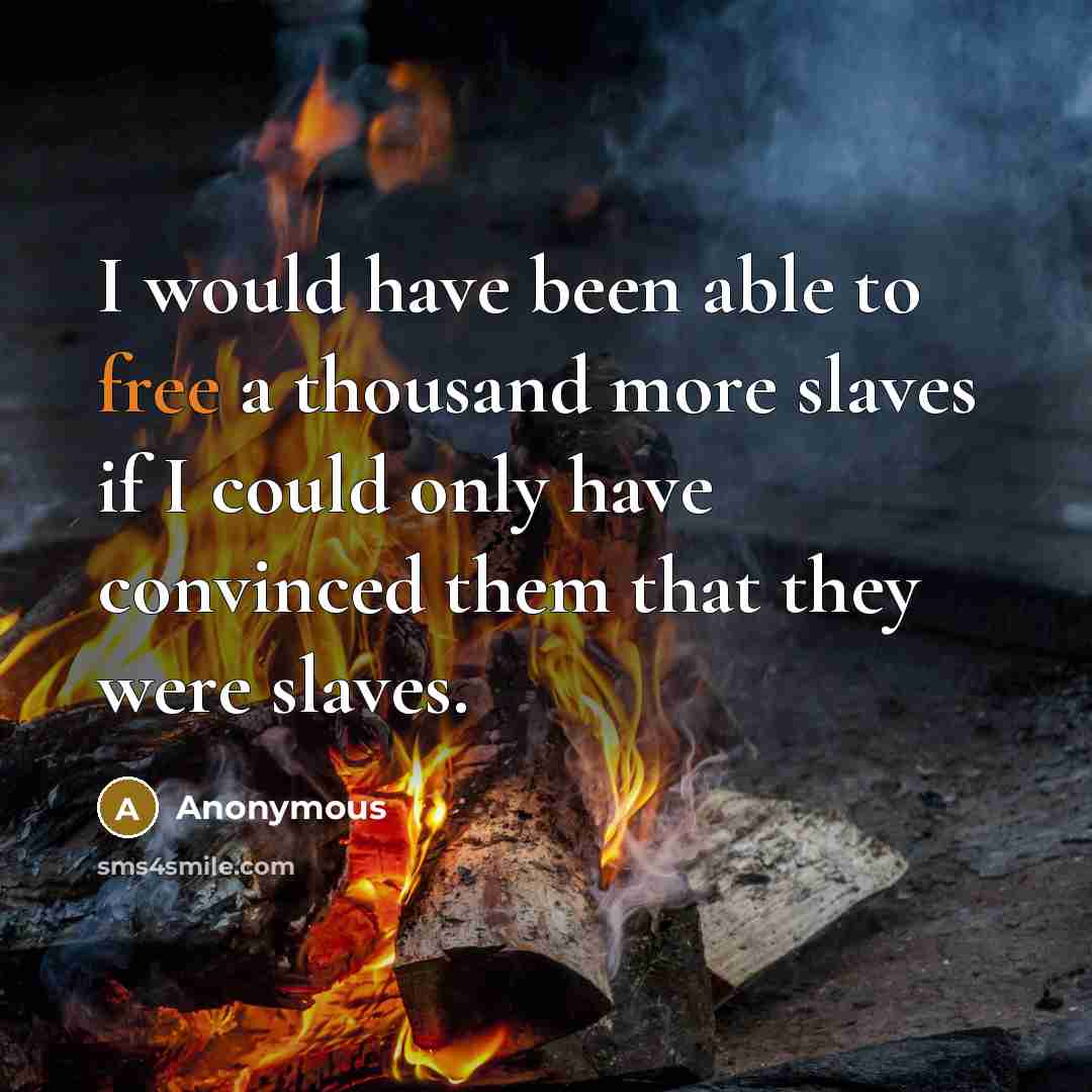 “I would have been able to free a thousand more slaves if I could only have convinced them that they were slaves.” quote by Anonymous