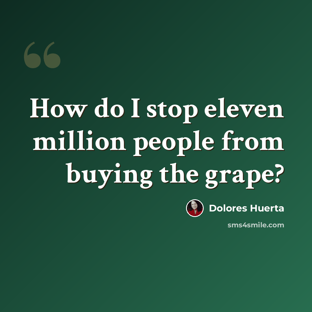 “How do I stop eleven million people from buying the grape?” quote by Dolores Huerta
