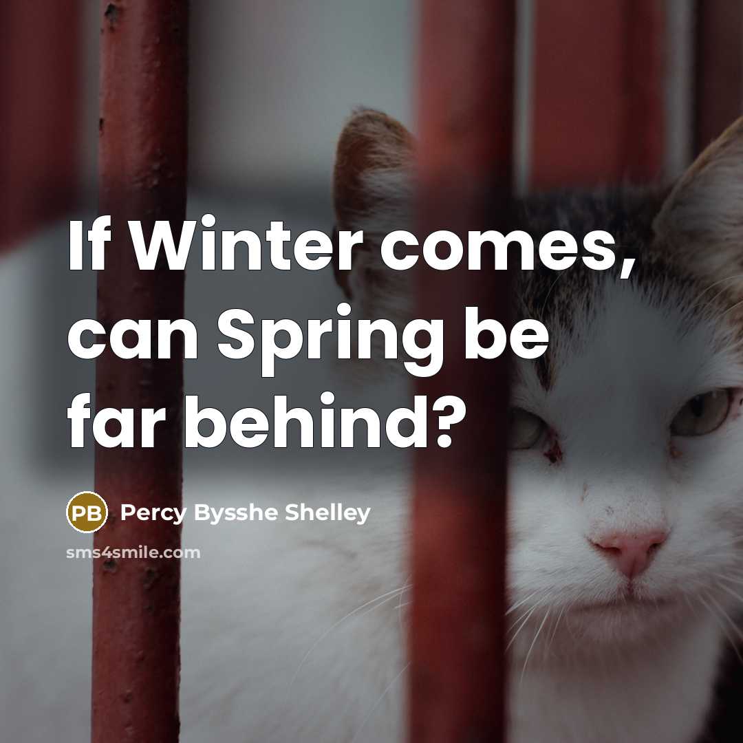 “If Winter comes, can Spring be far behind?” quote by Percy Bysshe Shelley