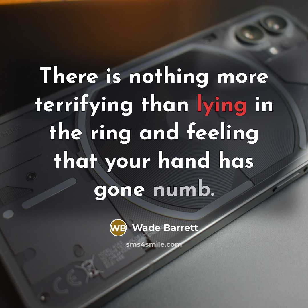“There is nothing more terrifying than lying in the ring and feeling that your hand has gone numb.” quote by Wade Barrett