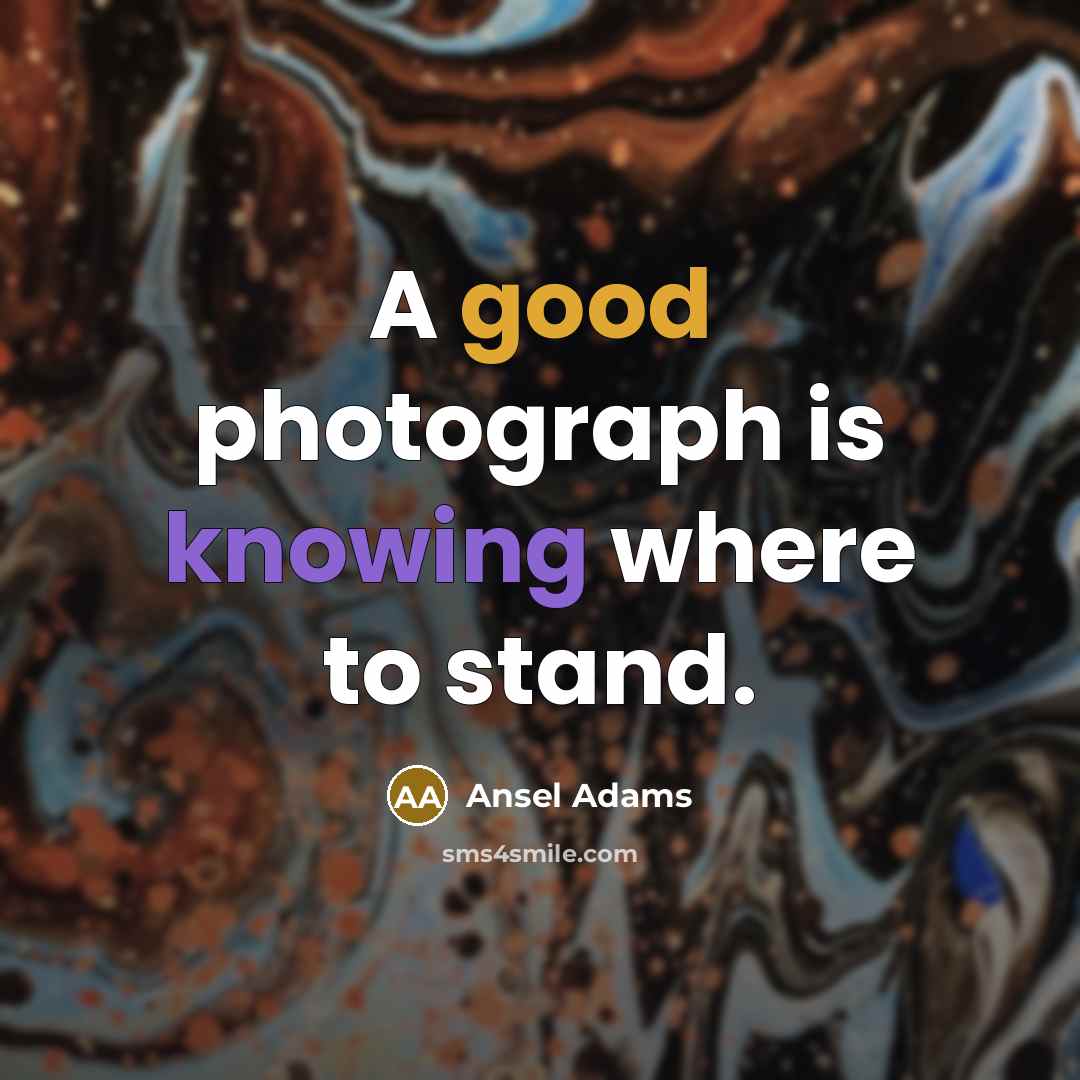 “A good photograph is knowing where to stand.” quote by Ansel Adams