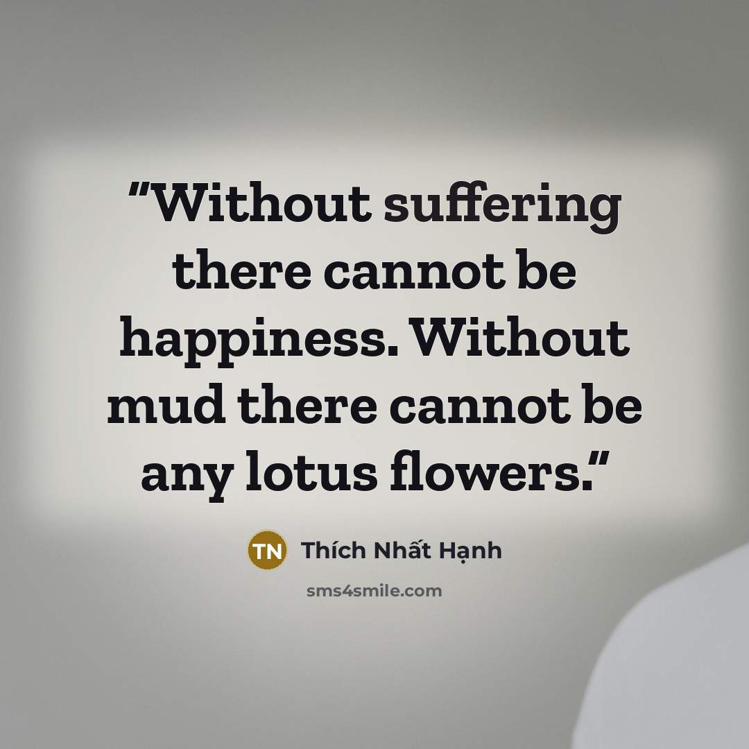 “Without suffering there cannot be happiness. Without mud there cannot be any lotus flowers.” quote by Thich Nhat Hanh