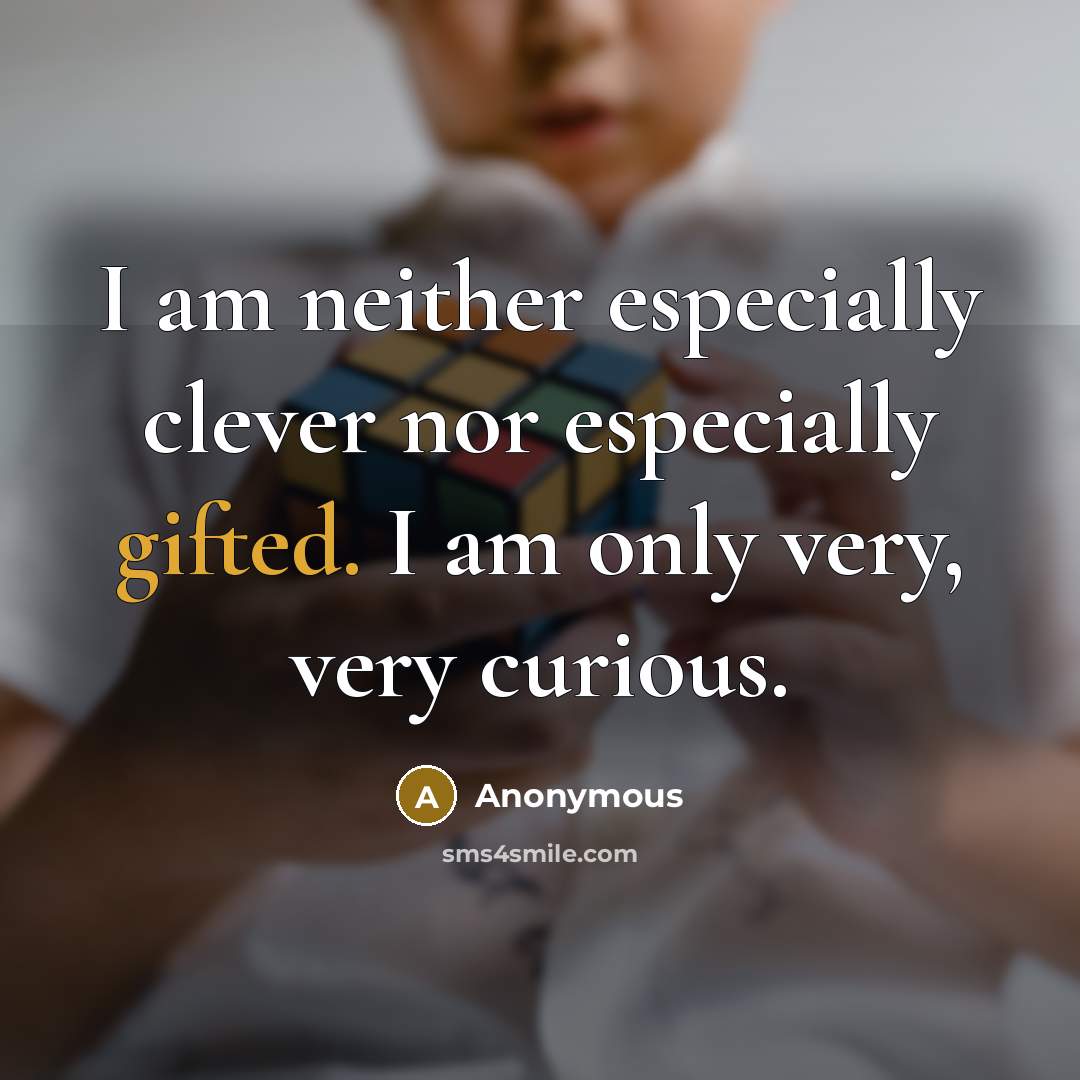 “I am neither especially clever nor especially gifted. I am only very, very curious.” quote by Anonymous