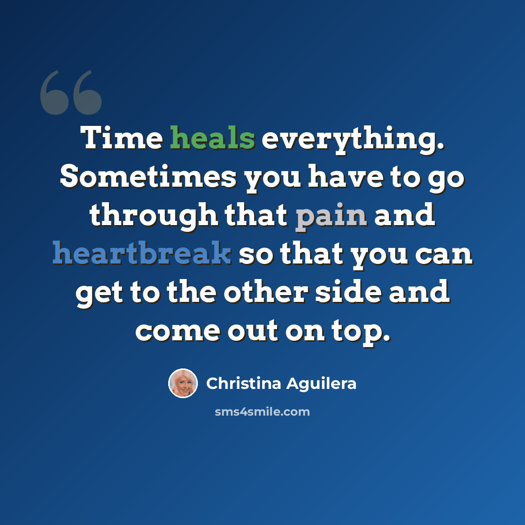 “Time heals everything. Sometimes you have to go through that pain and heartbreak so that you can get to the other side and come out on top.” quote by Christina Aguilera