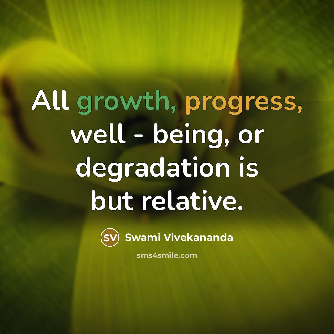 “All growth, progress, well - being, or degradation is but relative.” quote by Swami Vivekananda