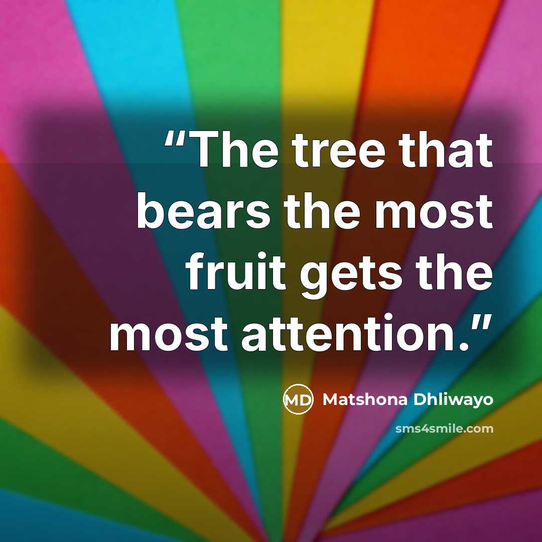 “The tree that bears the most fruit gets the most attention.” quote by Matshona Dhliwayo