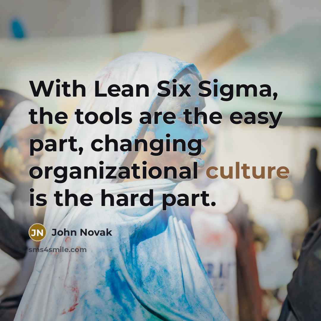 “With Lean Six Sigma, the tools are the easy part, changing organizational culture is the hard part.” quote by John Novak