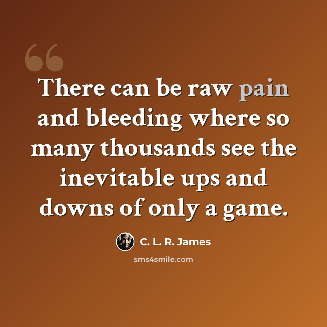 “There can be raw pain and bleeding where so many thousands see the inevitable ups and downs of only a game.” quote by C. L. R. James