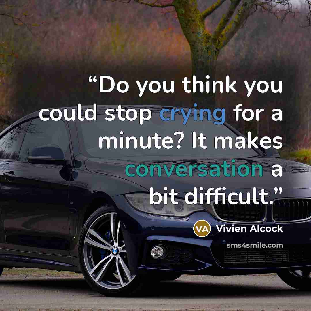 “Do you think you could stop crying for a minute? It makes conversation a bit difficult.” quote by Vivien Alcock