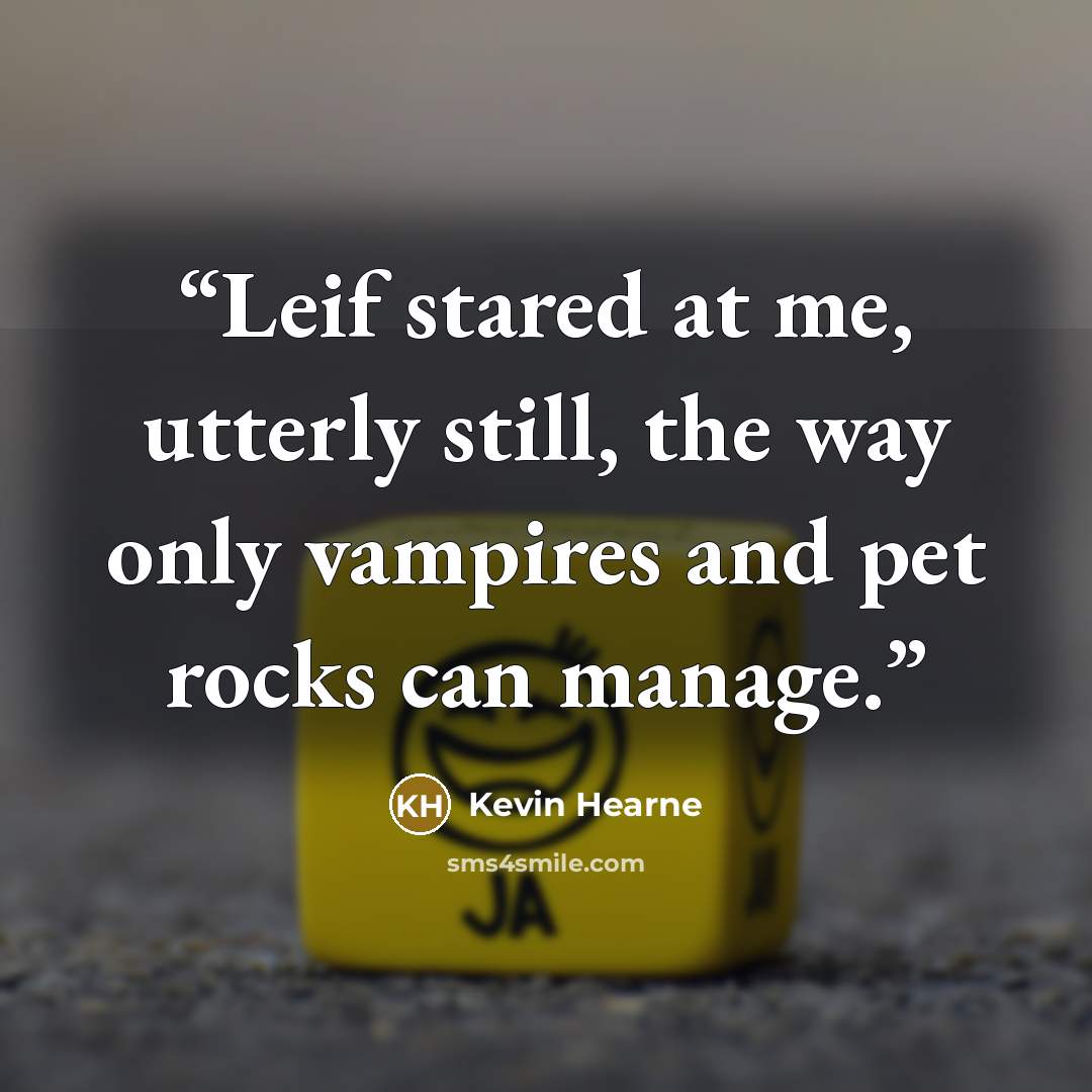 “Leif stared at me, utterly still, the way only vampires and pet rocks can manage.” quote by Kevin Hearne
