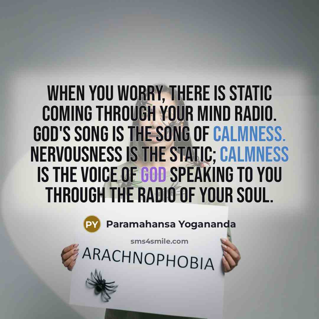 “When you worry, there is static coming through your mind radio. God's song is the song of calmness. Nervousness is the static; calmness is the voice of God speaking to you through the radio of your soul.” quote by Paramahansa Yogananda