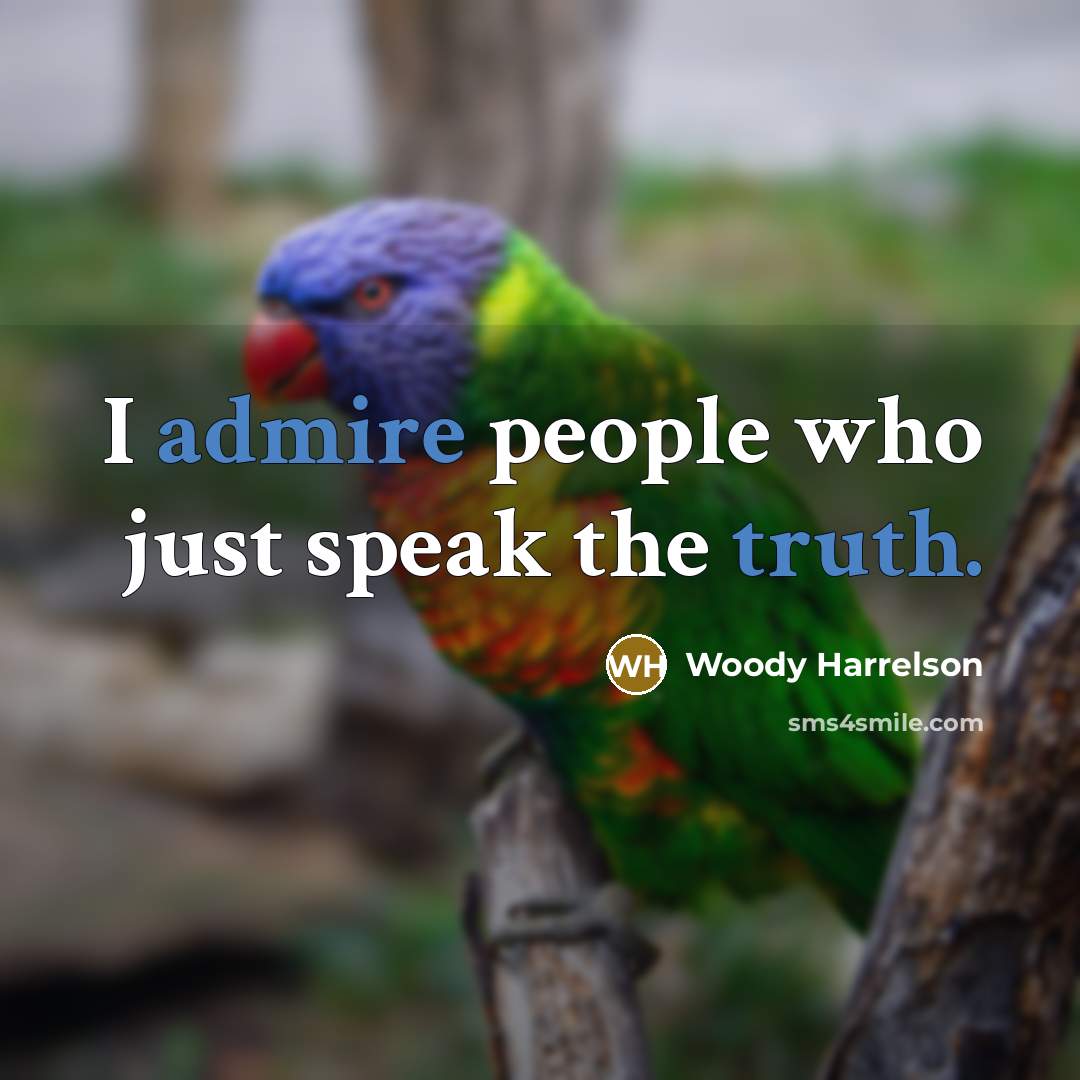 “I admire people who just speak the truth.” quote by Woody Harrelson