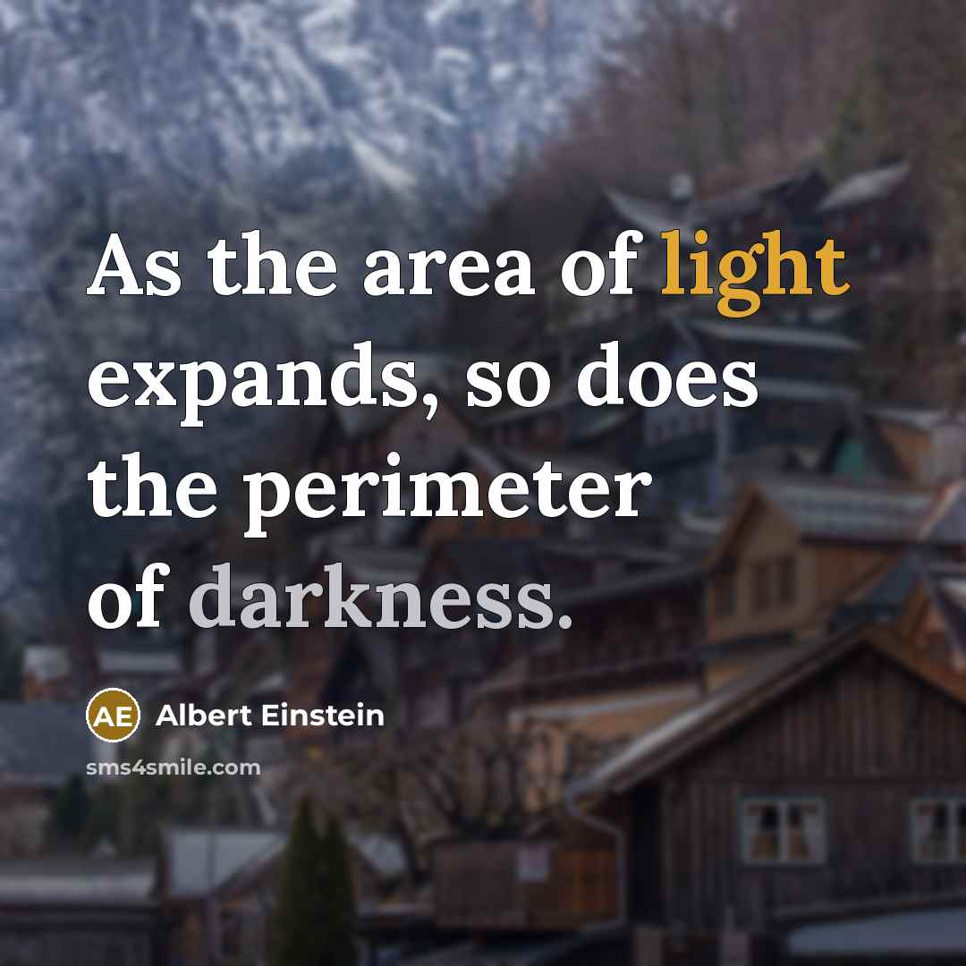 “As the area of light expands, so does the perimeter of darkness.” quote by Albert Einstein