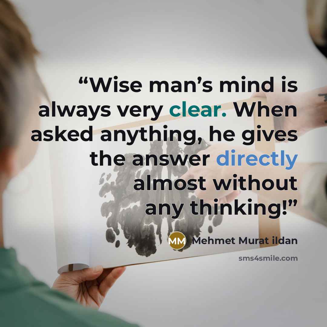 “Wise man’s mind is always very clear. When asked anything, he gives the answer directly almost without any thinking!” quote by Mehmet Murat ildan