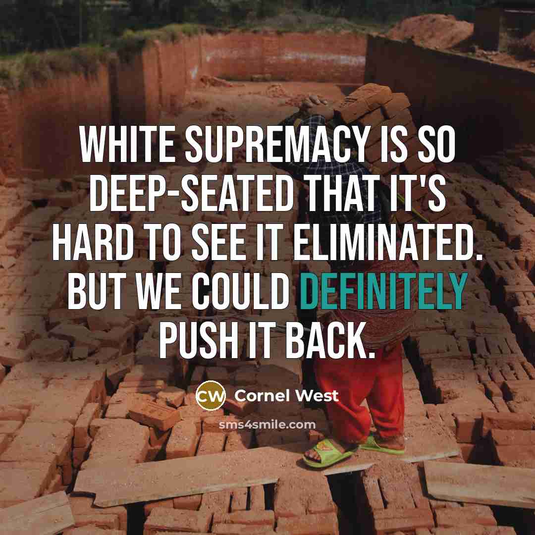 “White supremacy is so deep-seated that it's hard to see it eliminated. But we could definitely push it back.” quote by Cornel West