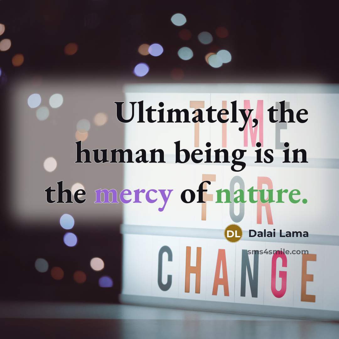 “Ultimately, the human being is in the mercy of nature.” quote by Dalai Lama