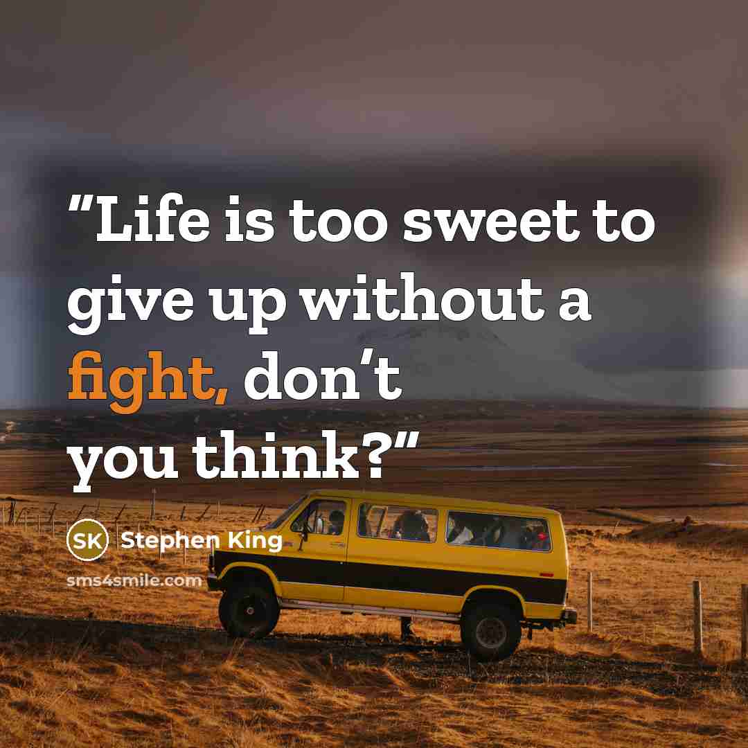 “Life is too sweet to give up without a fight, don’t you think?” quote by Stephen King