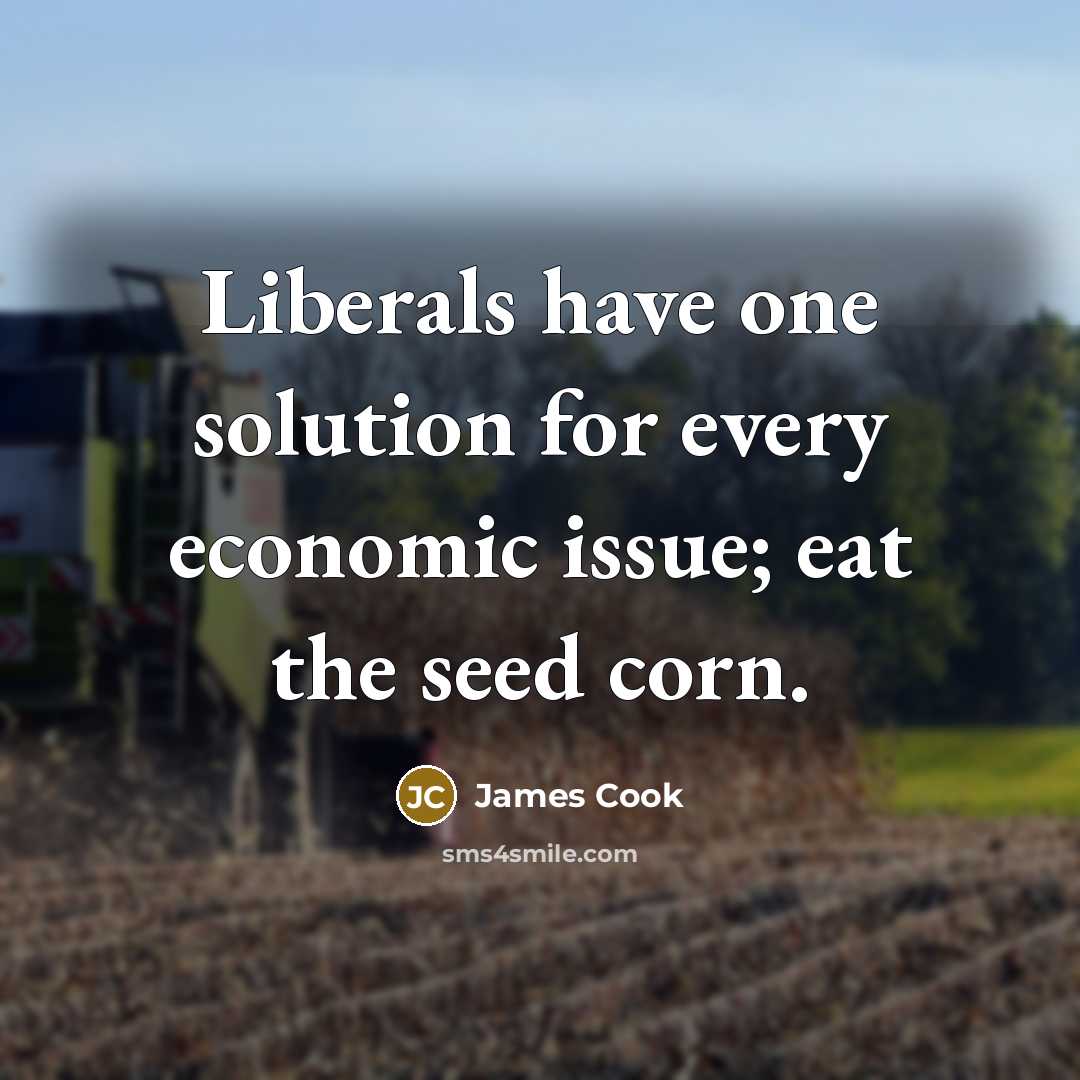 “Liberals have one solution for every economic issue; eat the seed corn.” quote by James Cook