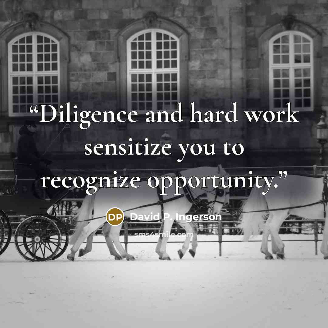 “Diligence and hard work sensitize you to recognize opportunity.” quote by David P. Ingerson